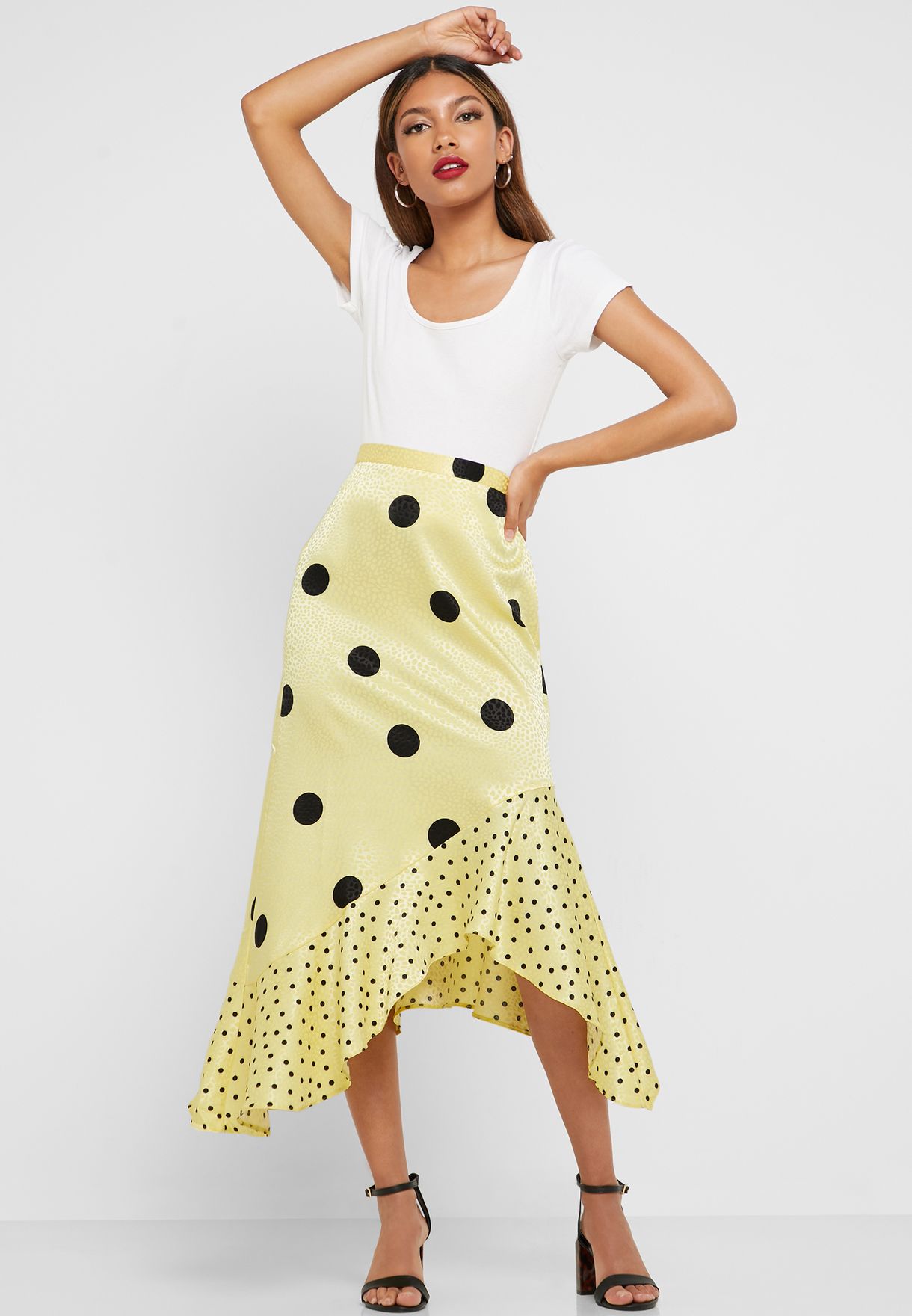 miss selfridge polka dot skirt