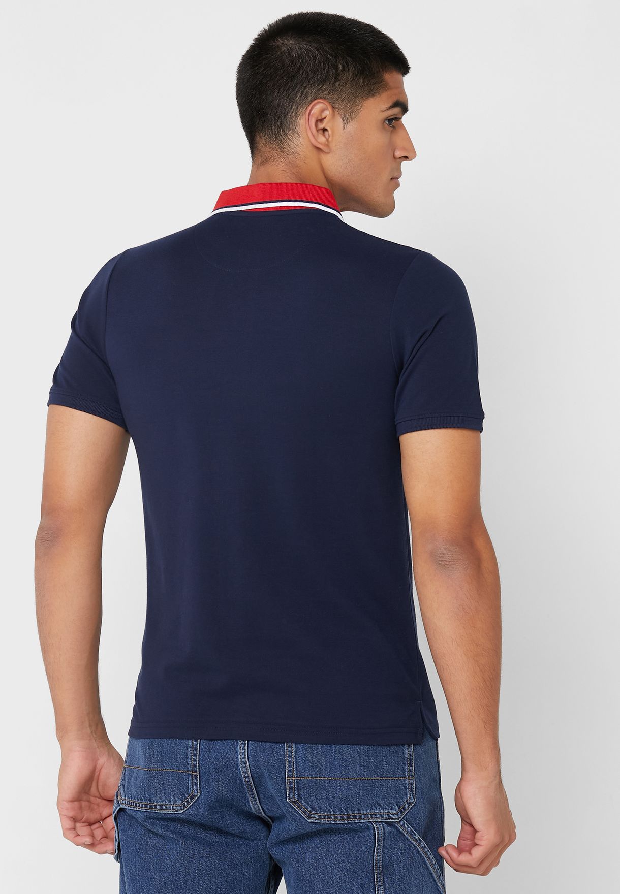Jacquard Collar Polo Shirt