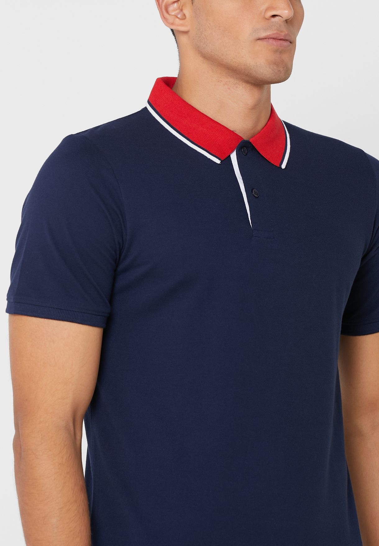 Jacquard Collar Polo Shirt