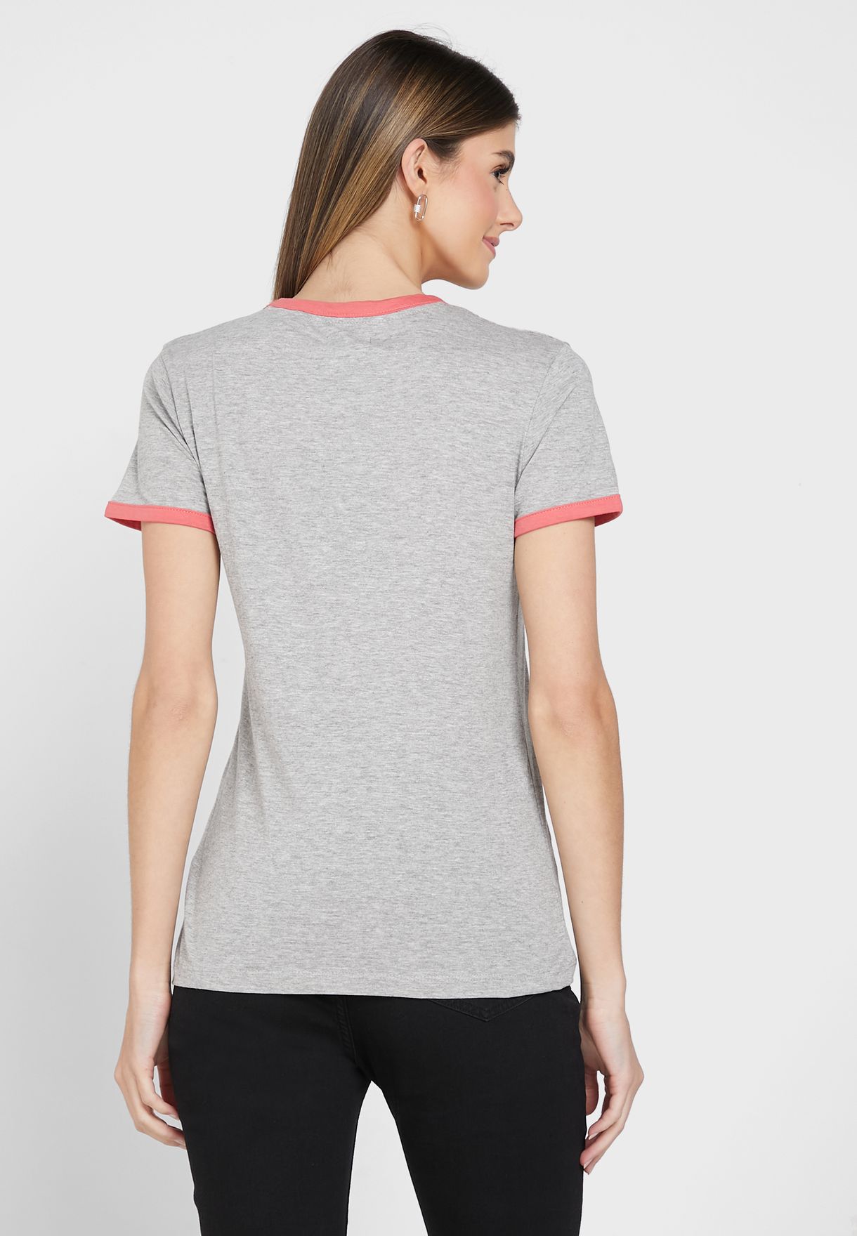 Embroidery T-Shirt With Contrast Rib