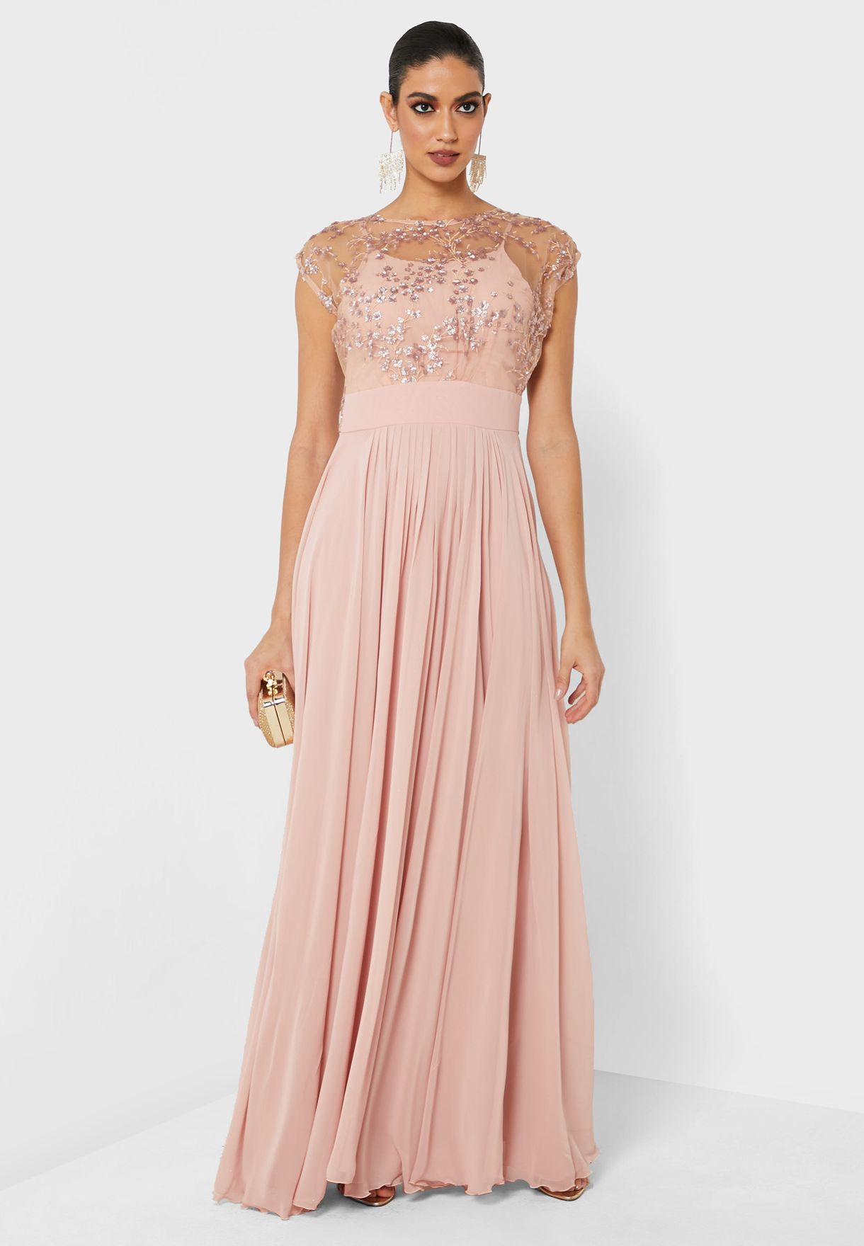 sheer sequin maxi dress