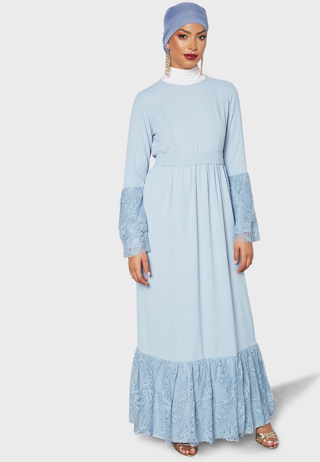 Lace Detail Abaya Dress