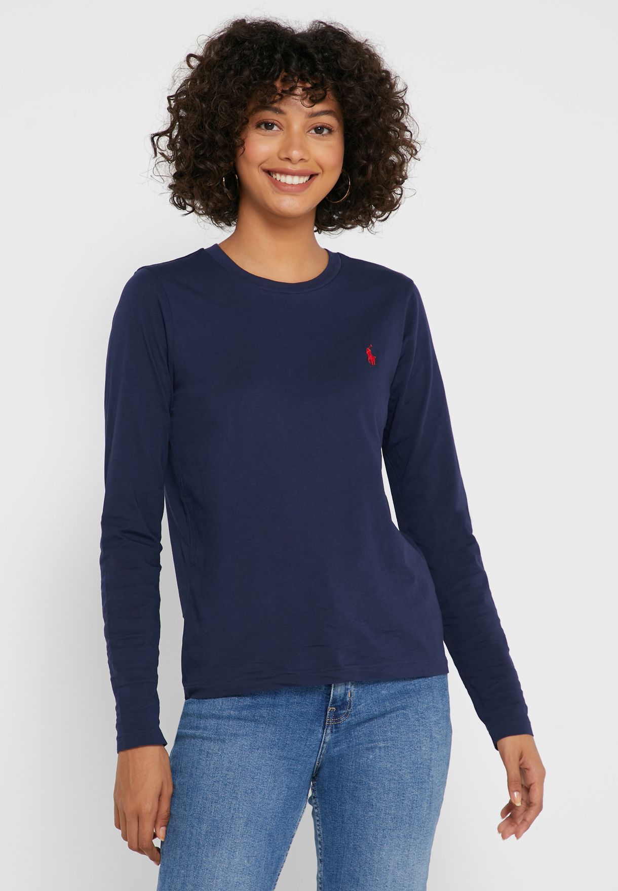 Buy Polo Ralph Lauren navy Round Neck T-Shirt for Women in MENA, Worldwide