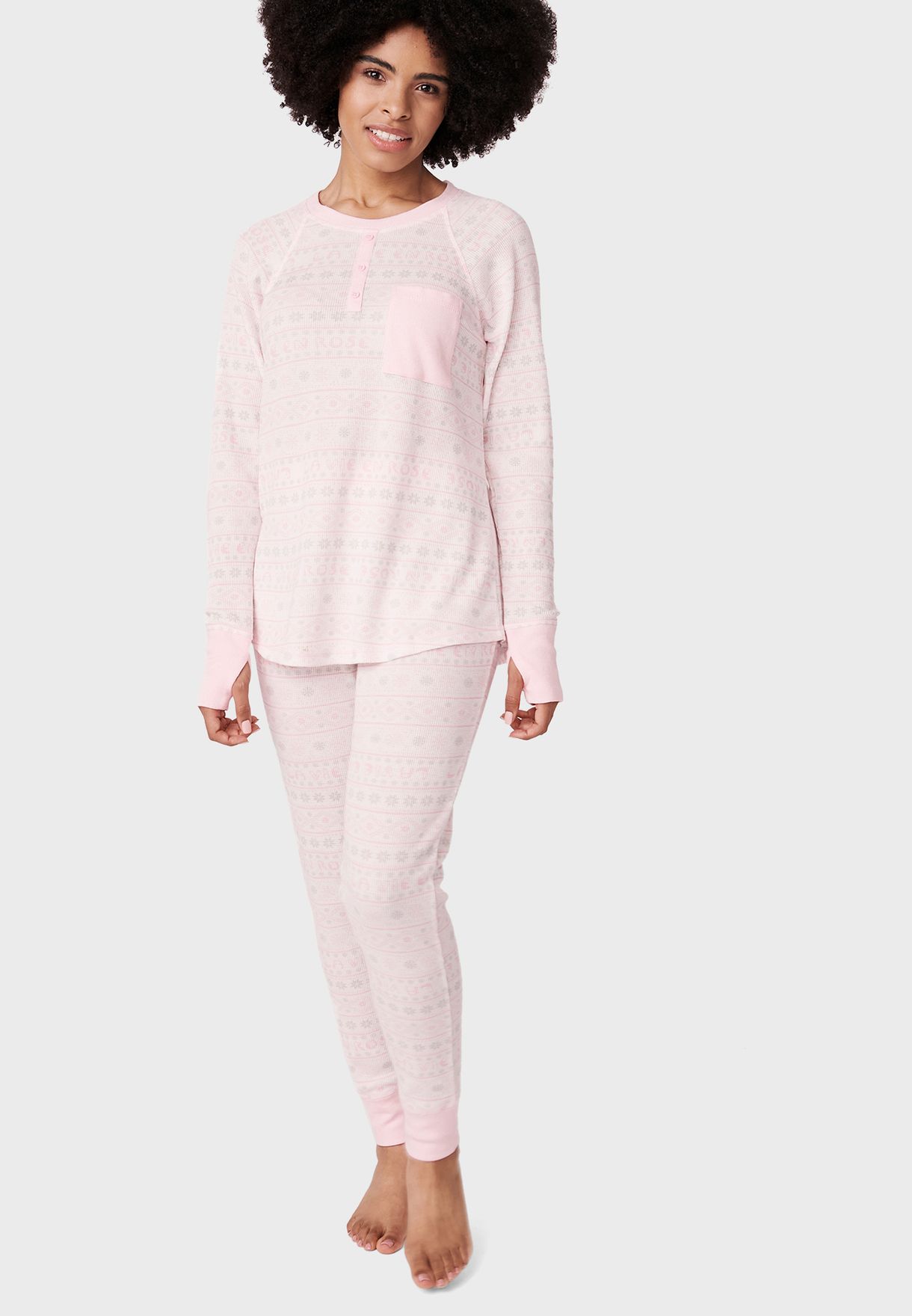 Buy La Vie En Rose pink Thermal Pyjama Set for Women in MENA, Worldwide