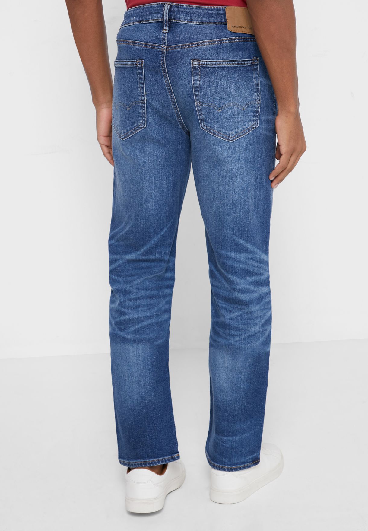 Mid Wash Straight Fit Jeans