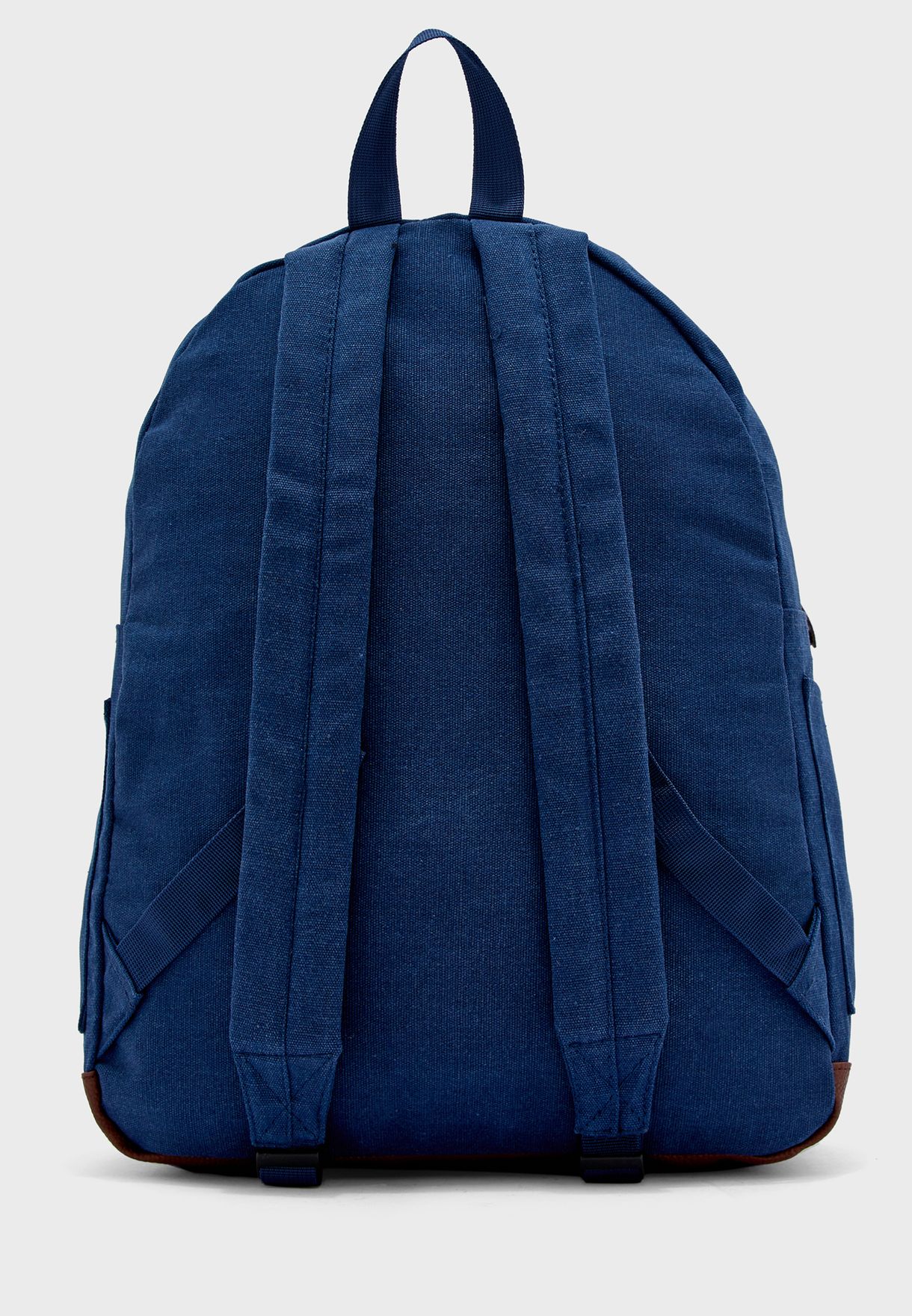 blue canvas backpack