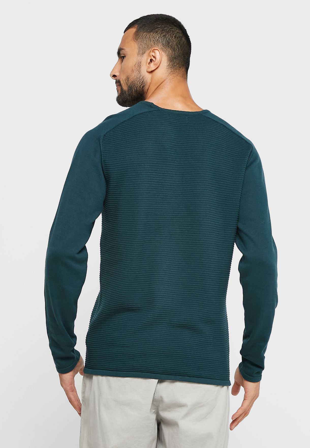 Rib Cotton Crew Neck Sweater