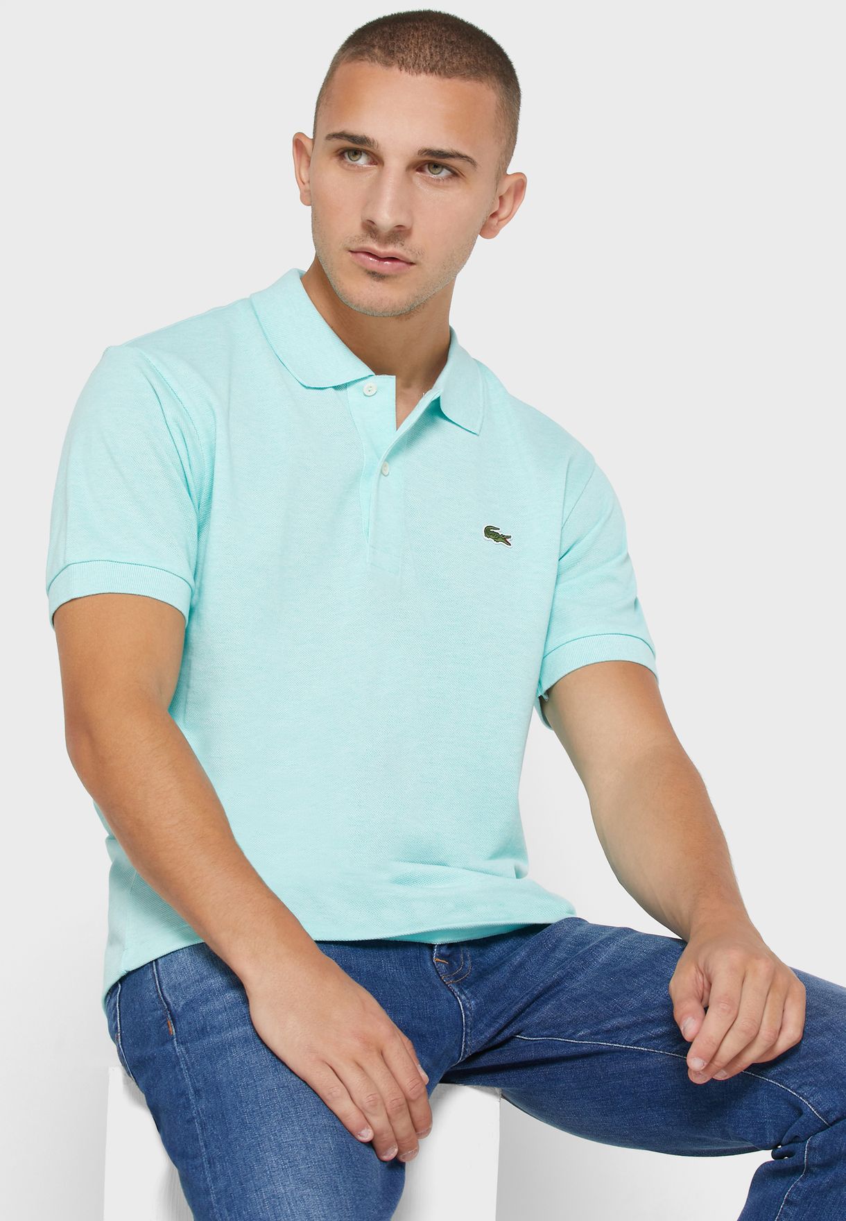 Buy Lacoste green Essential Chest Logo Polo for Men in MENA, Worldwide