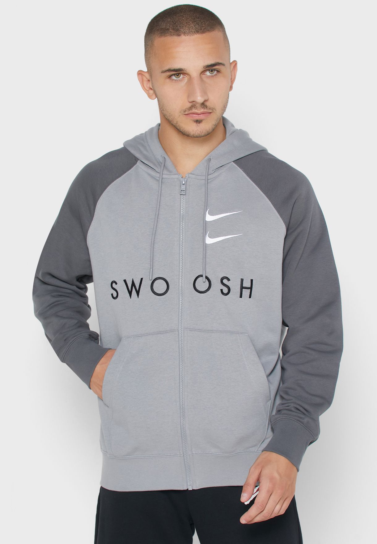 grey nike logo hoodie