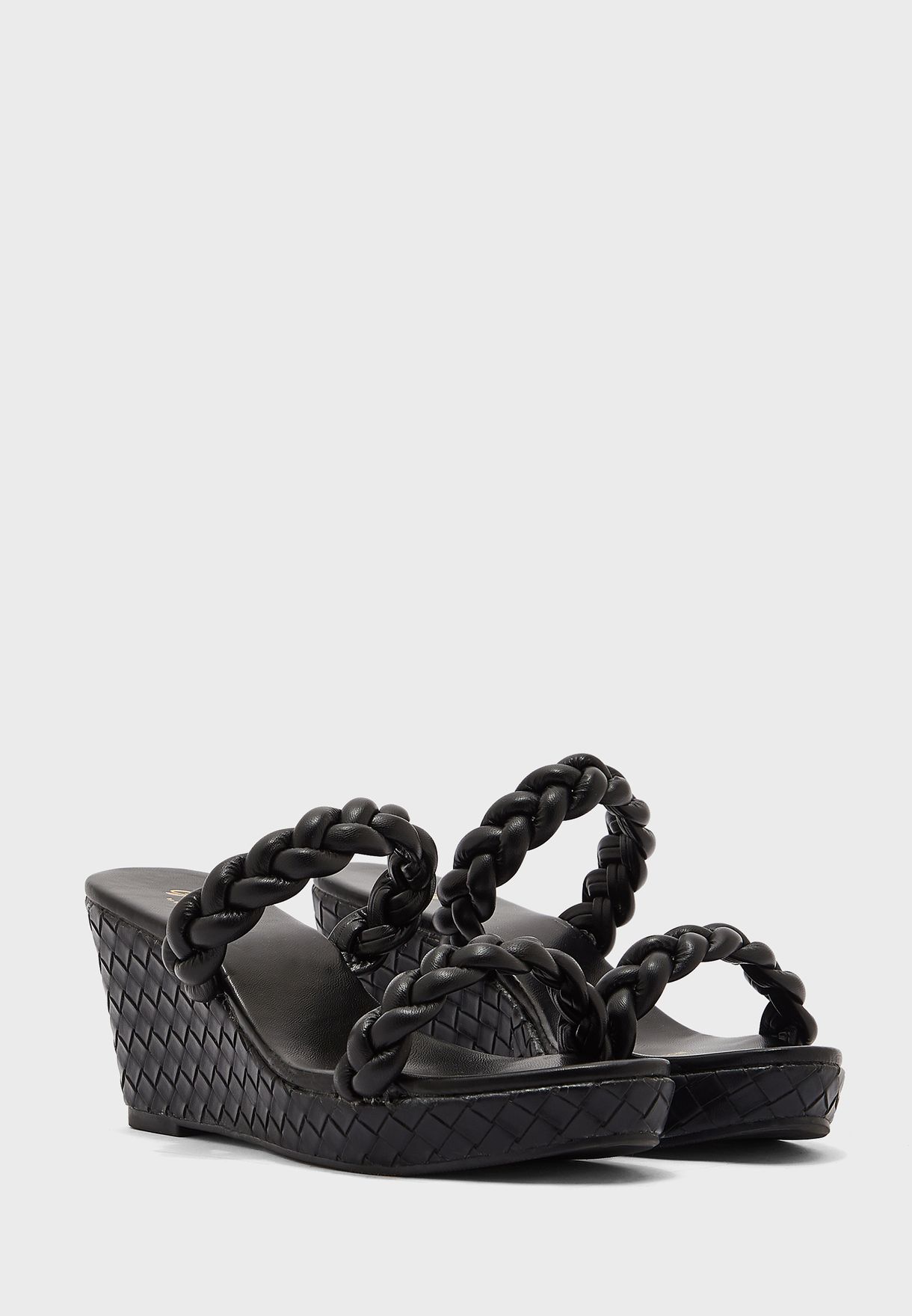 Double Braided Strap Wedge Sandal 