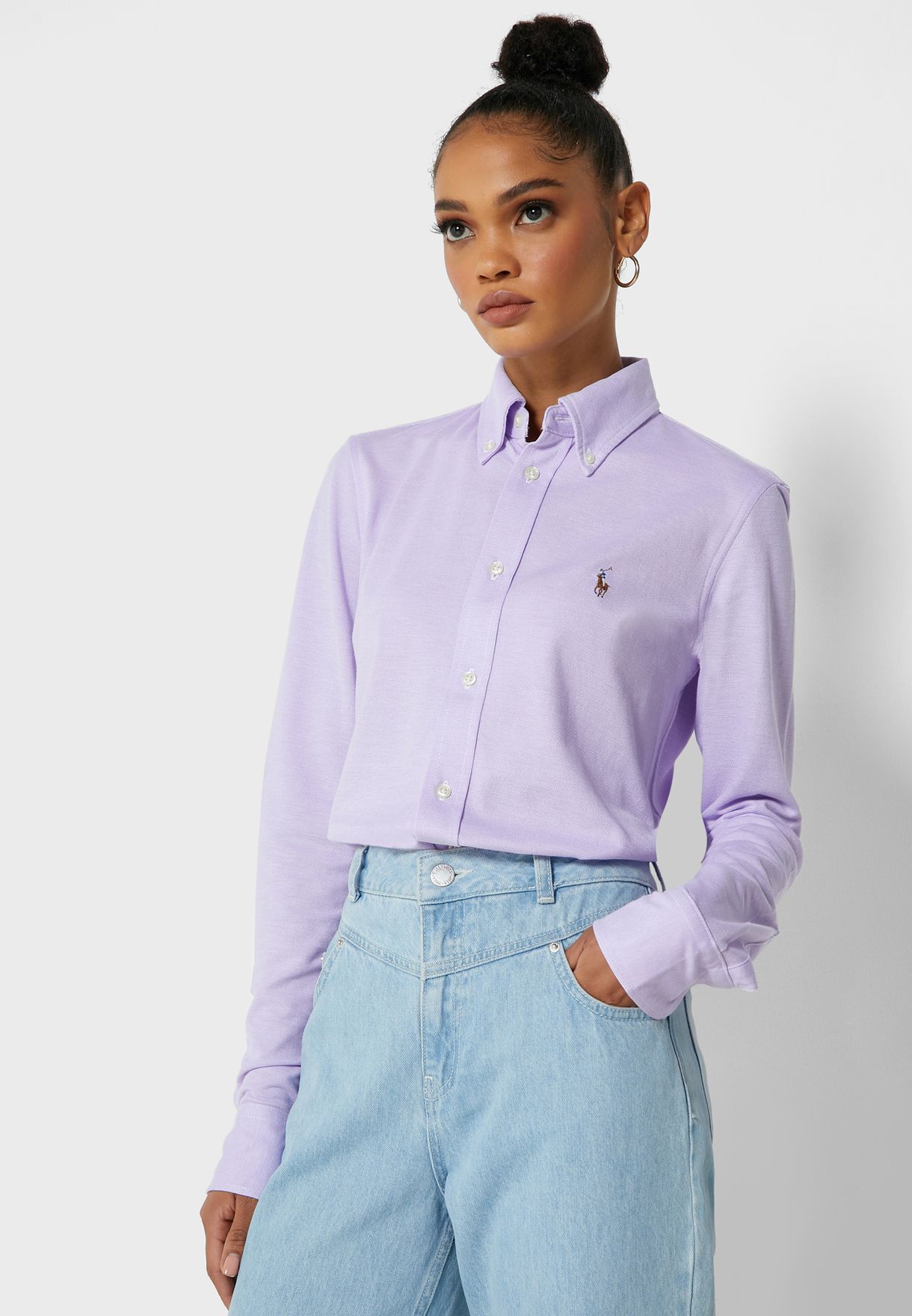 Buy Polo Ralph Lauren purple Button Down Logo Shirt for Women in MENA,  Worldwide