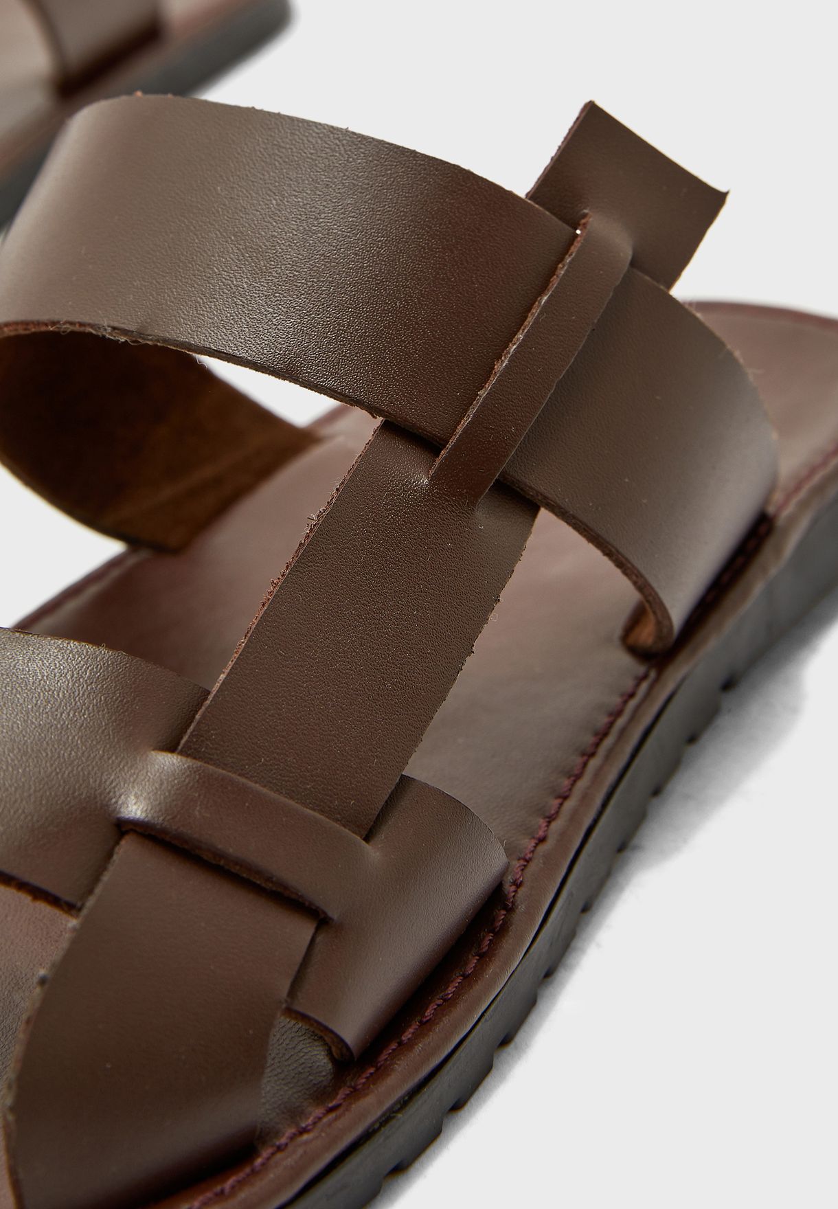 leather cross strap sandals