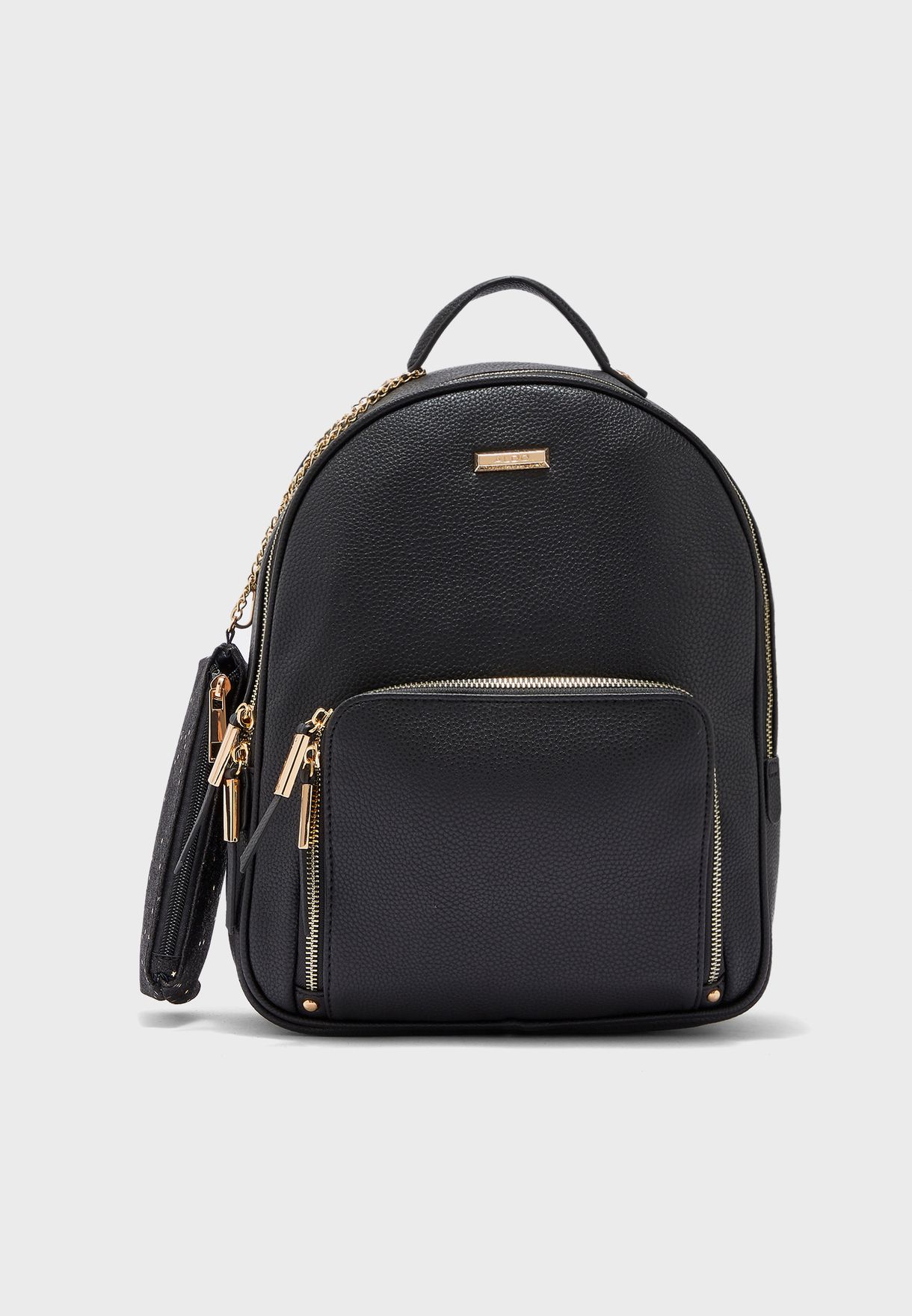 aldo black leather backpack