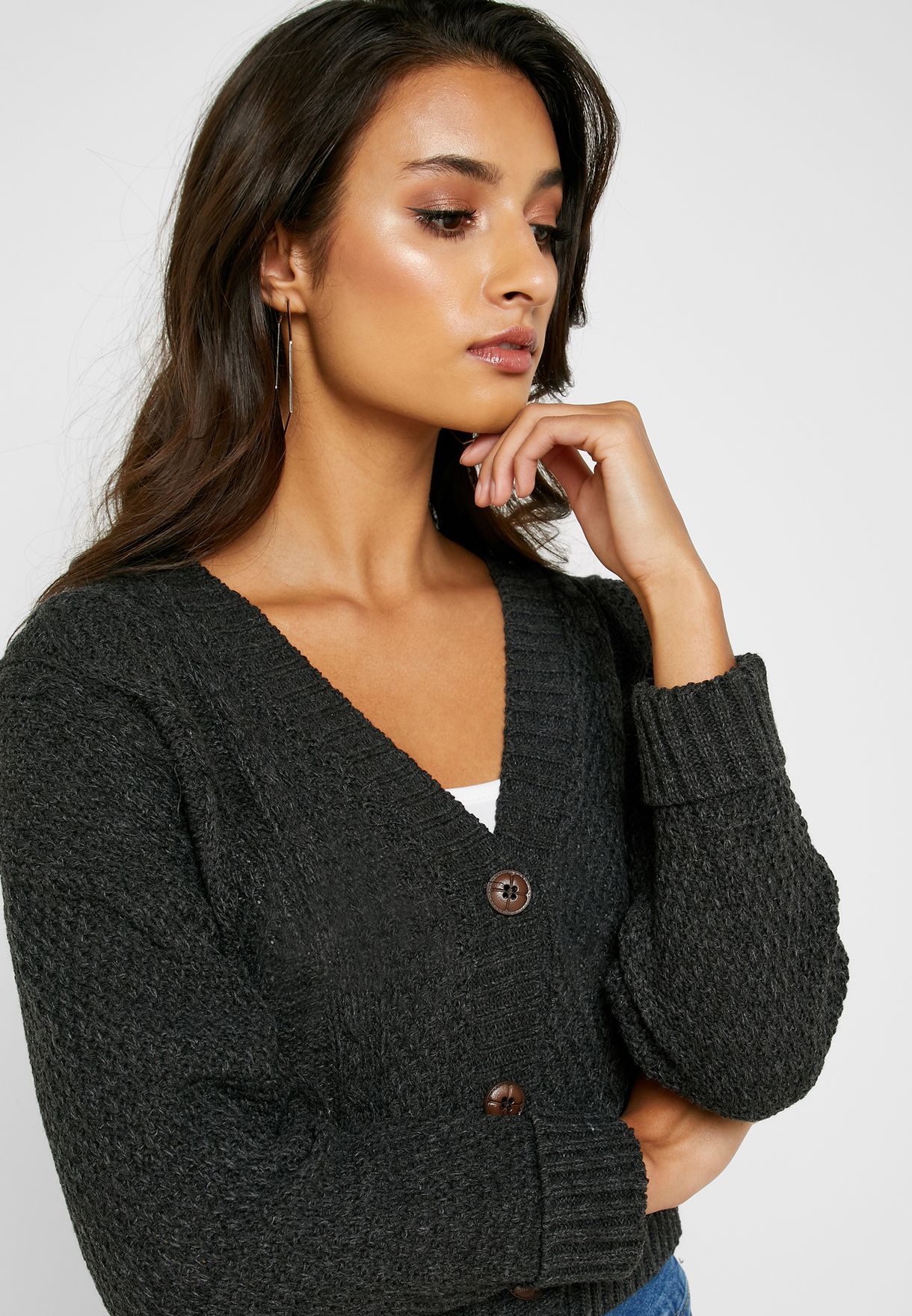 cable cropped cardigan