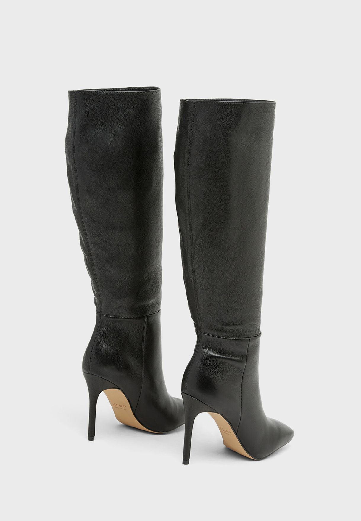 Buy Aldo black Oluria Knee-High Leather Boots for Women in Riyadh, Jeddah