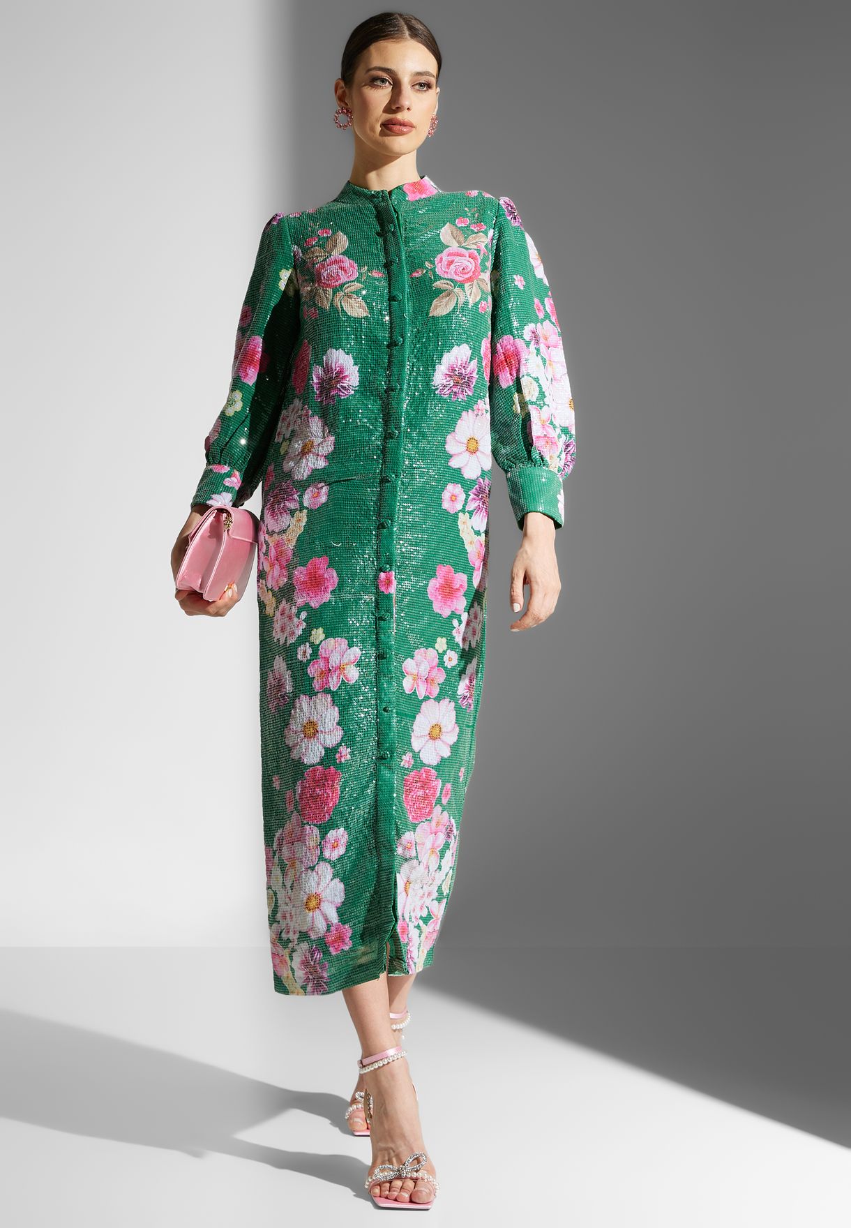 Puff Sleeve Floral Print Dress
