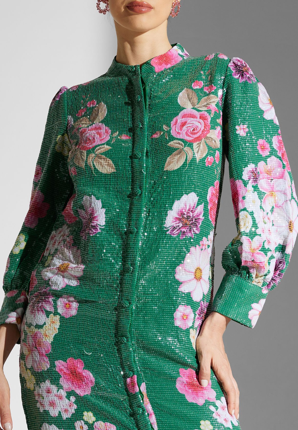 Puff Sleeve Floral Print Dress
