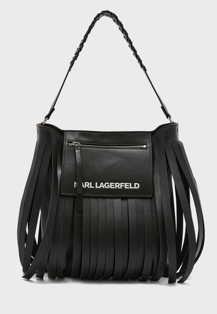 Karl Lagerfeld Outlet: bag in synthetic leather with fringes - Black