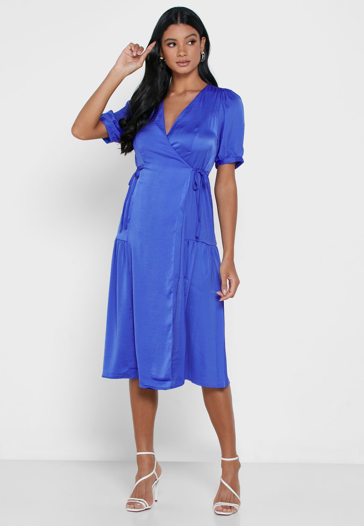 Buy Vero Moda blue Midi Wrap Dress for Women in MENA, Worldwide