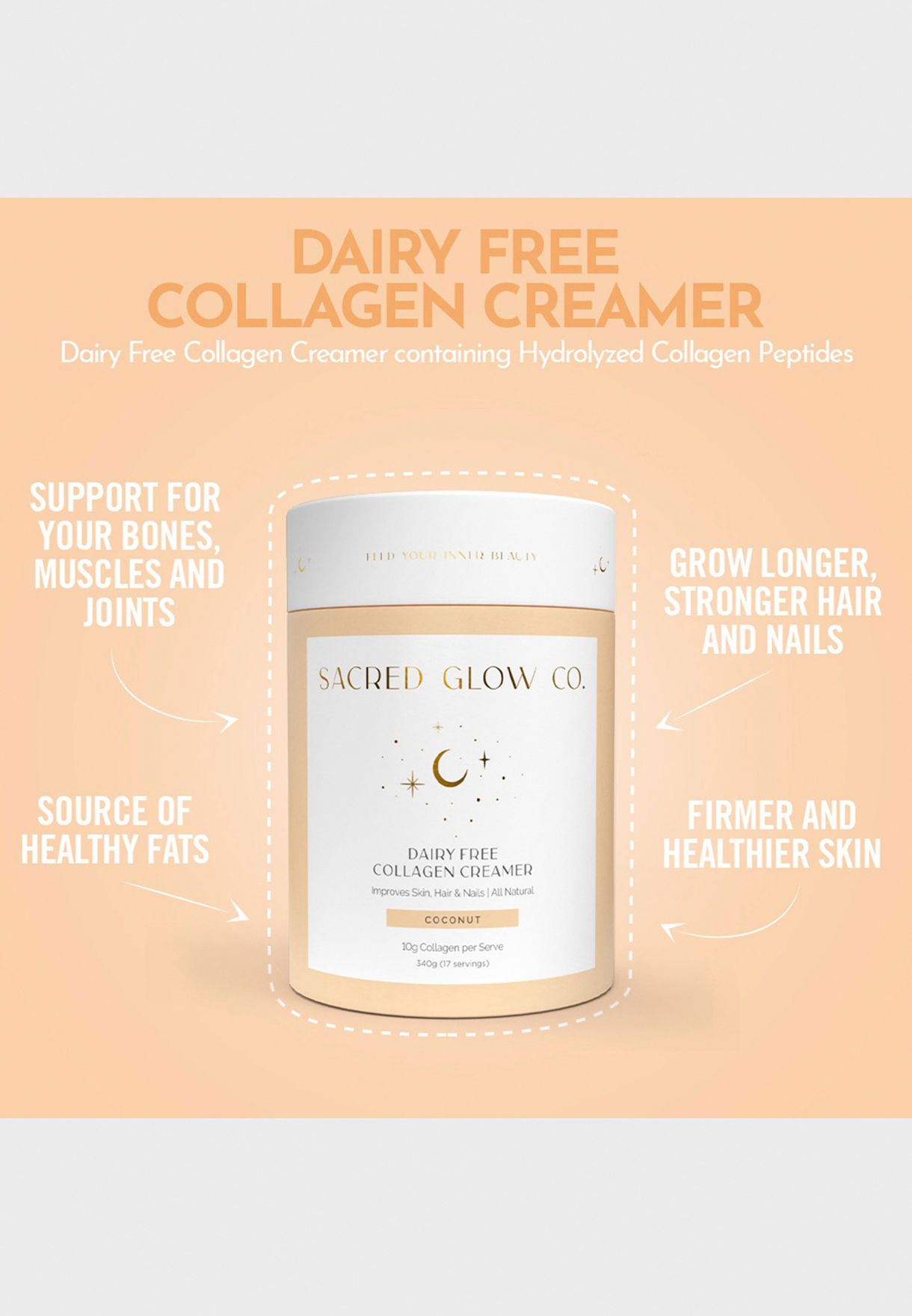 Collagen Creamer Dairy Free  - Natural Coconut Flavour (17 Servings)