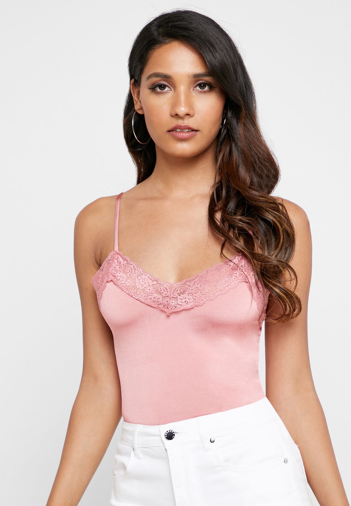 pink lace cami top