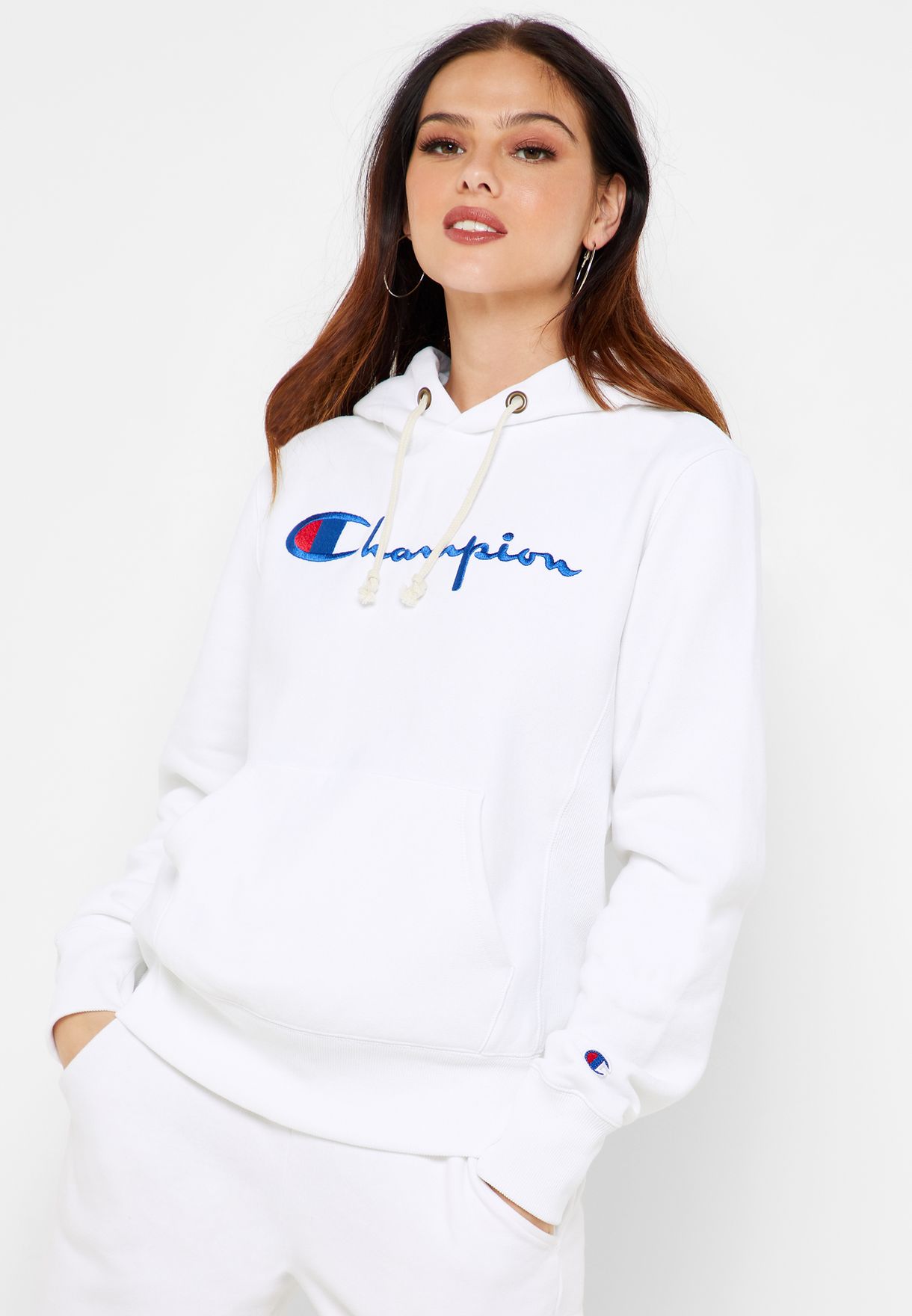 champion white hoodie womens