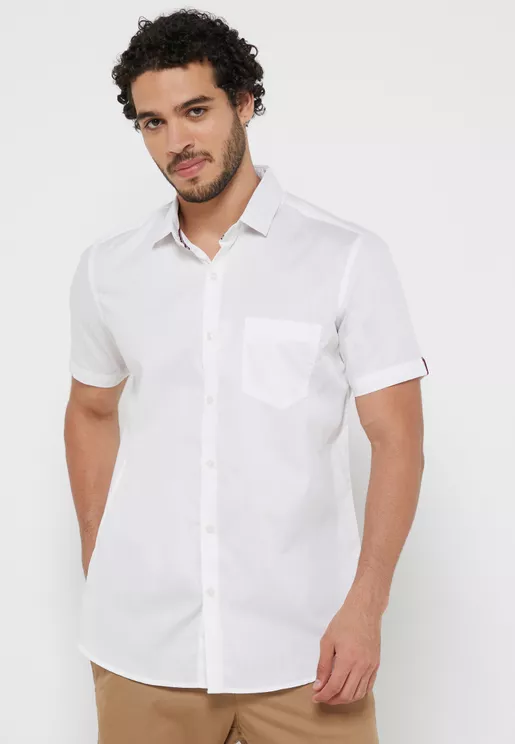 Cutway Collar Regular Shirt Half Sleeve With Turn Up
