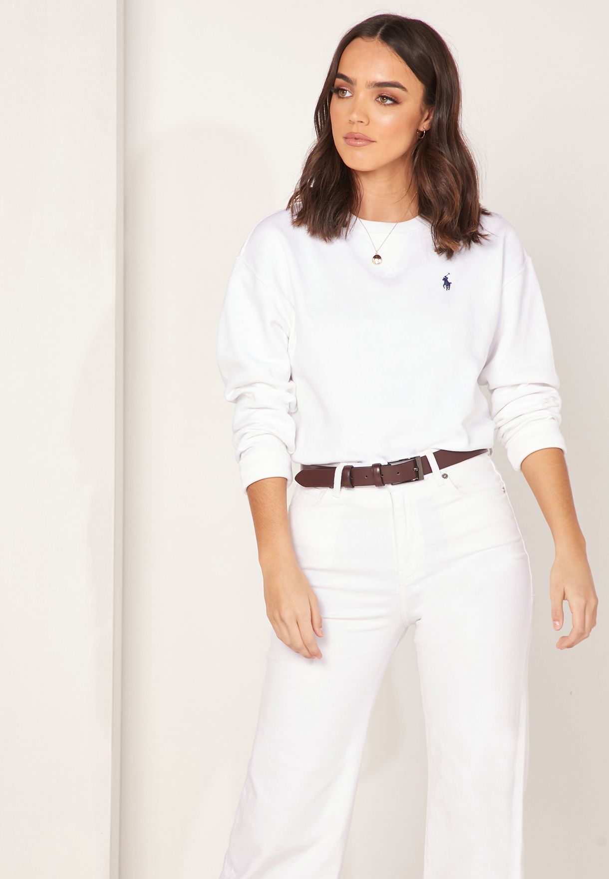 Buy Polo Ralph Lauren white Crew Neck Logo Sweatshirt for Women in Riyadh,  Jeddah