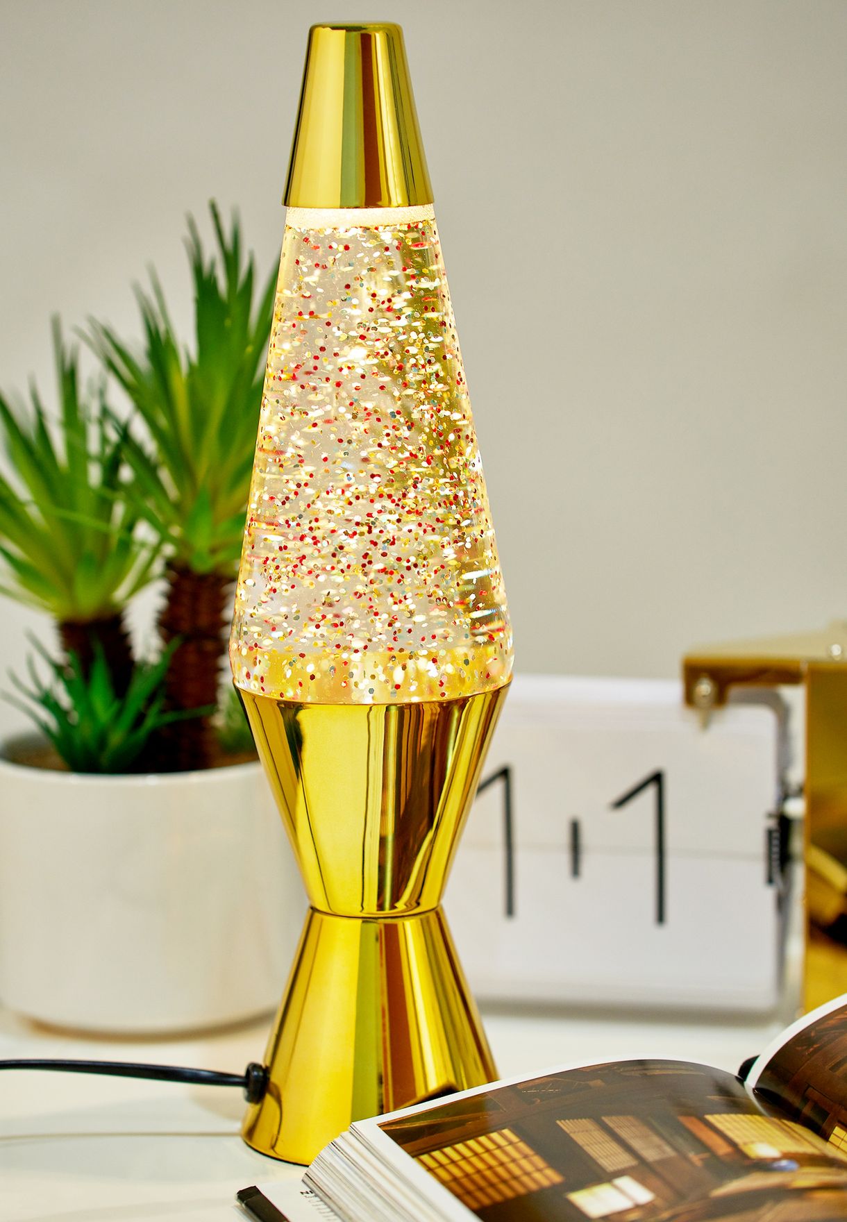 gold glitter table lamp