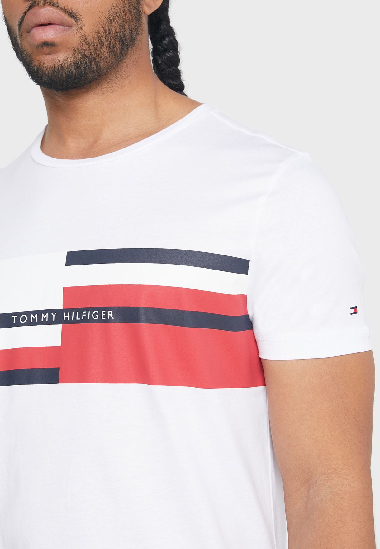 Tommy Hilfiger Mens Abstract Stripe Tee Sport Shirt 