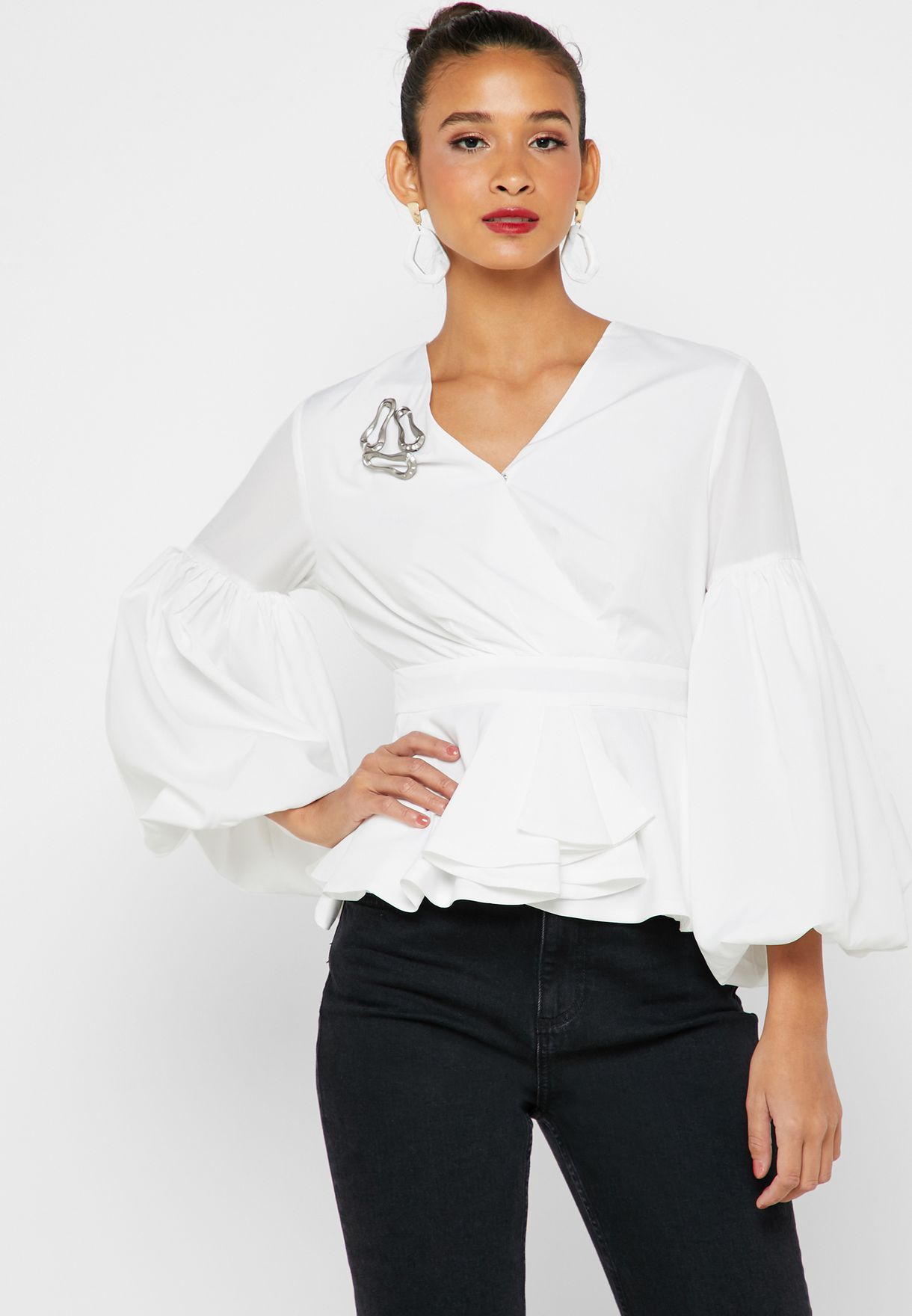 surplice peplum top