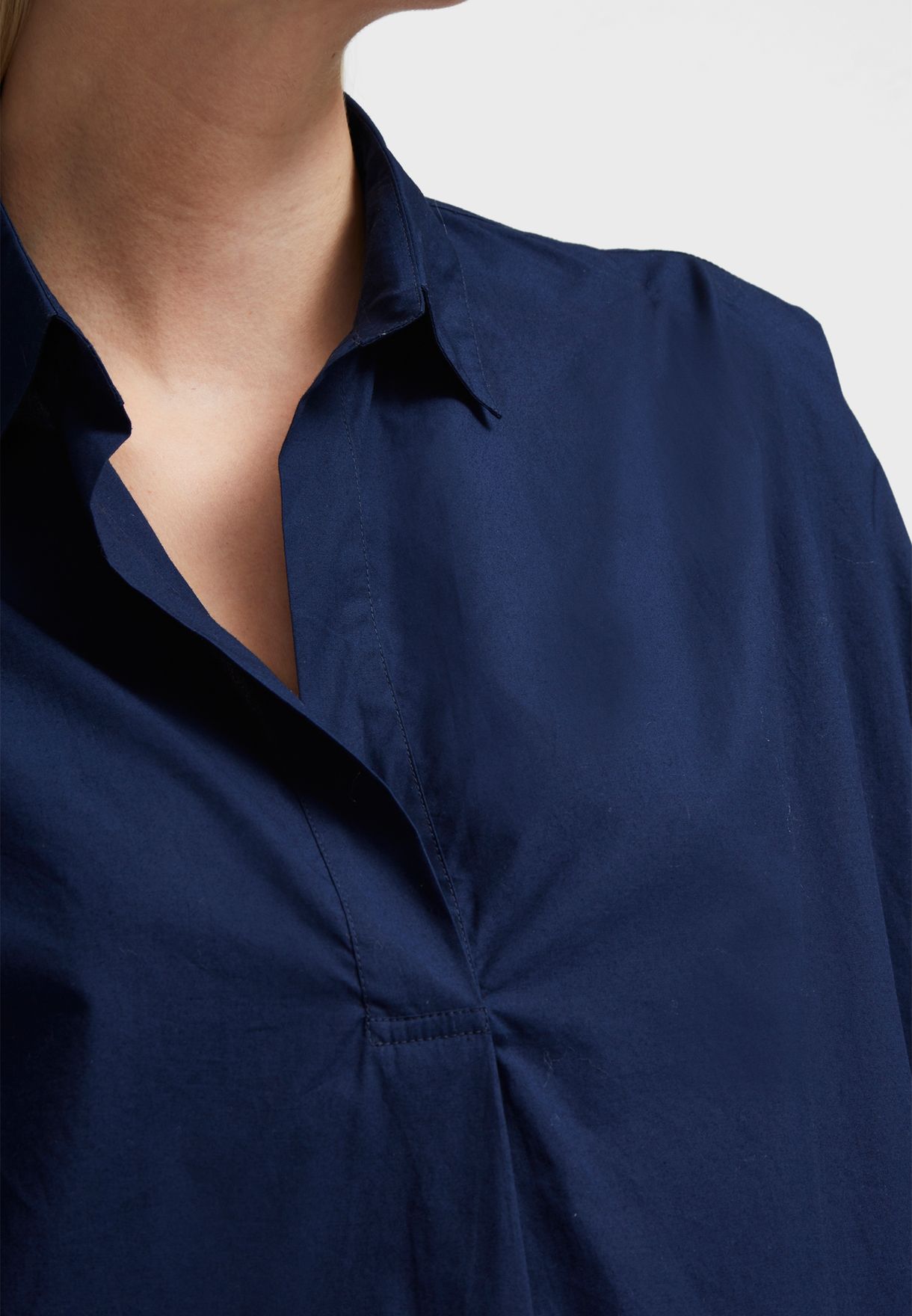 Buy French Connection blue Rhodes Pleat Detail Placket Shirt for Women ...