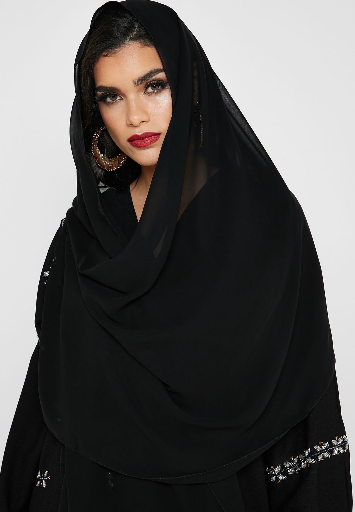 Buy Hayas Closet Black Butterfly Beaded Abaya For Women In Mena Worldwide