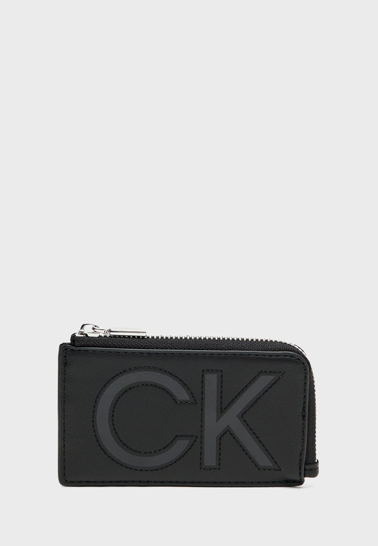 Buy Calvin Klein black Monogram Zip Card Holder for Women in Riyadh, Jeddah