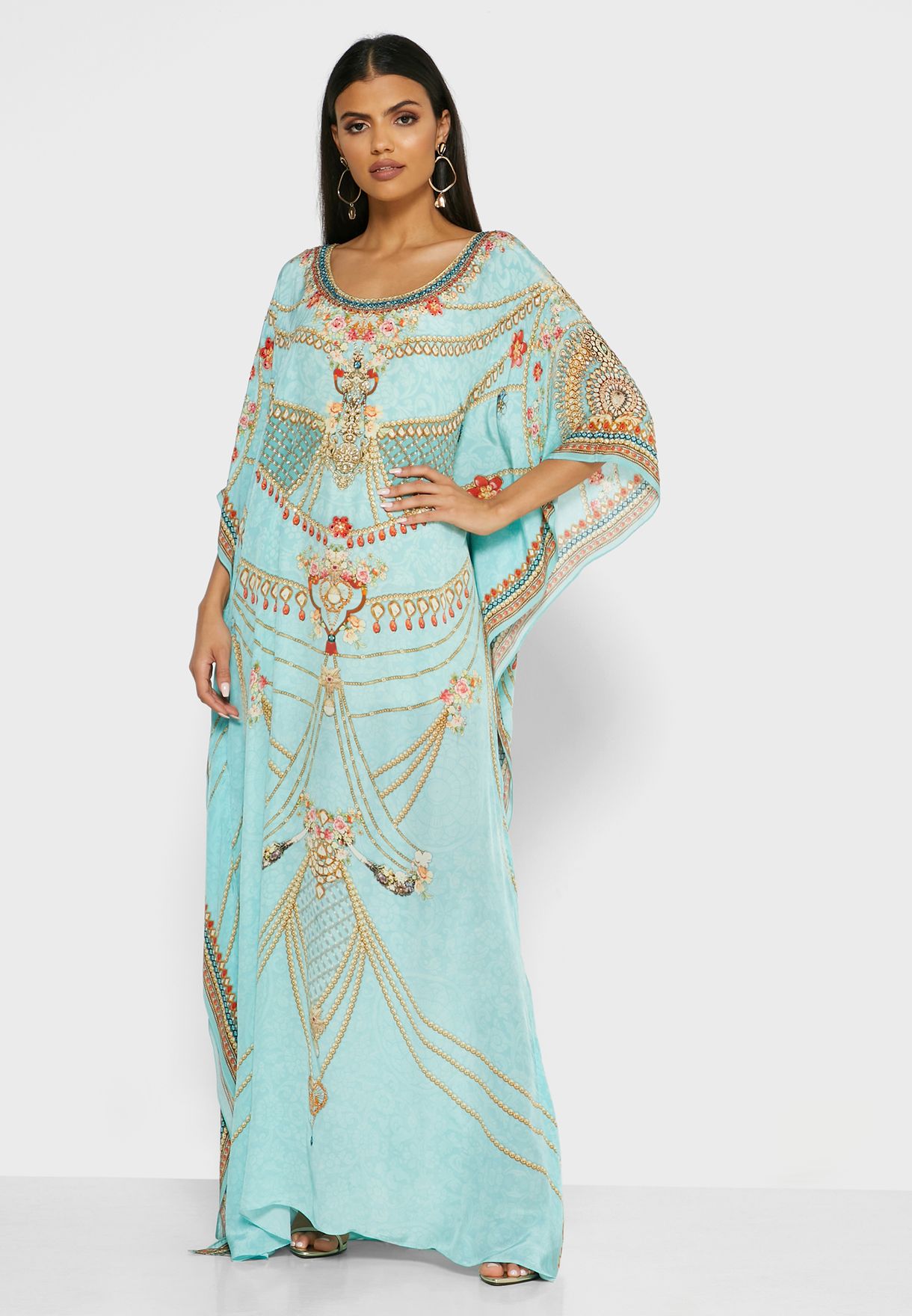 Buy Nirraamyaa blue Farasha Printed Kaftan for Women in Dubai, Abu Dhabi