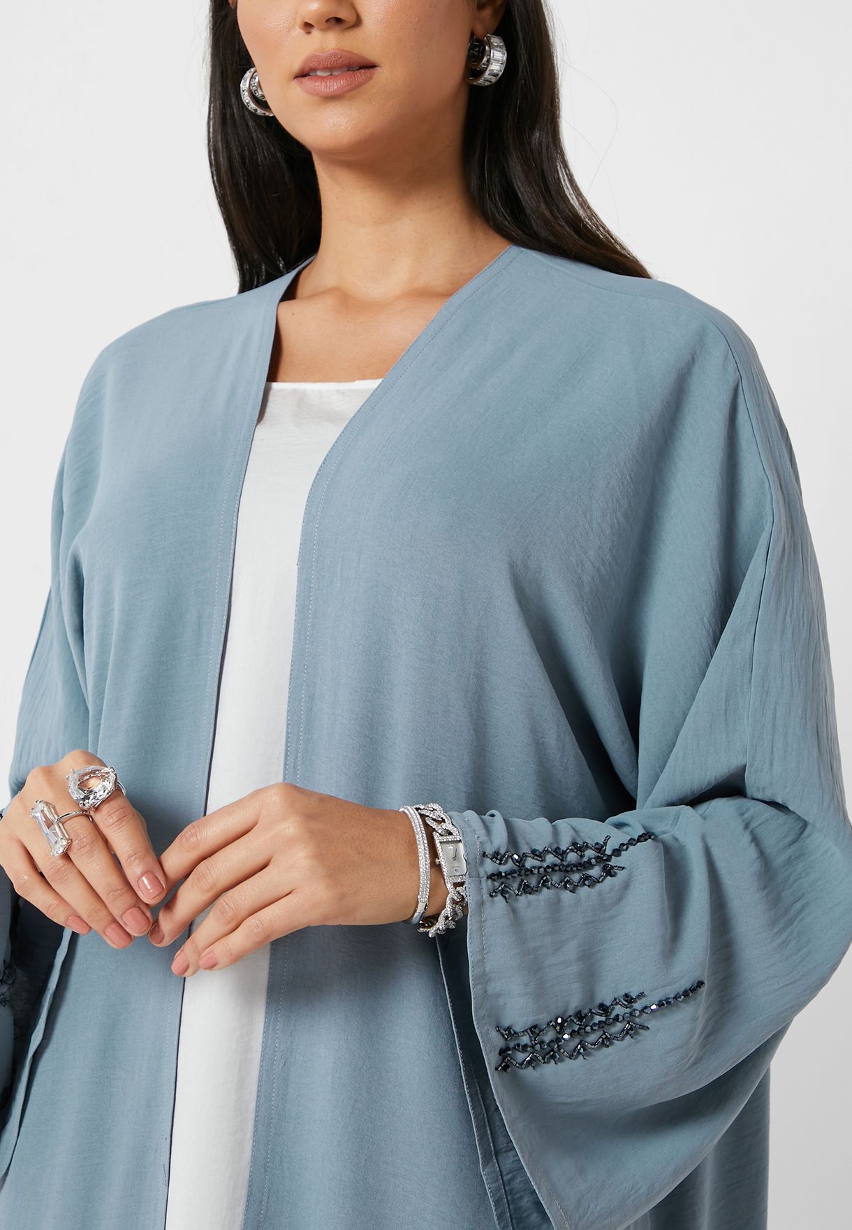 Colorblock Knitted Abaya