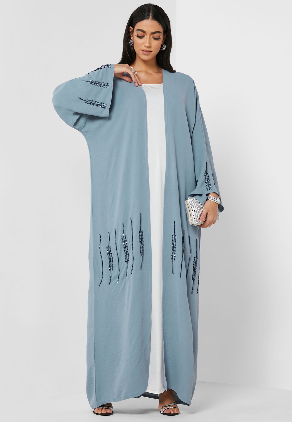 Colorblock Knitted Abaya