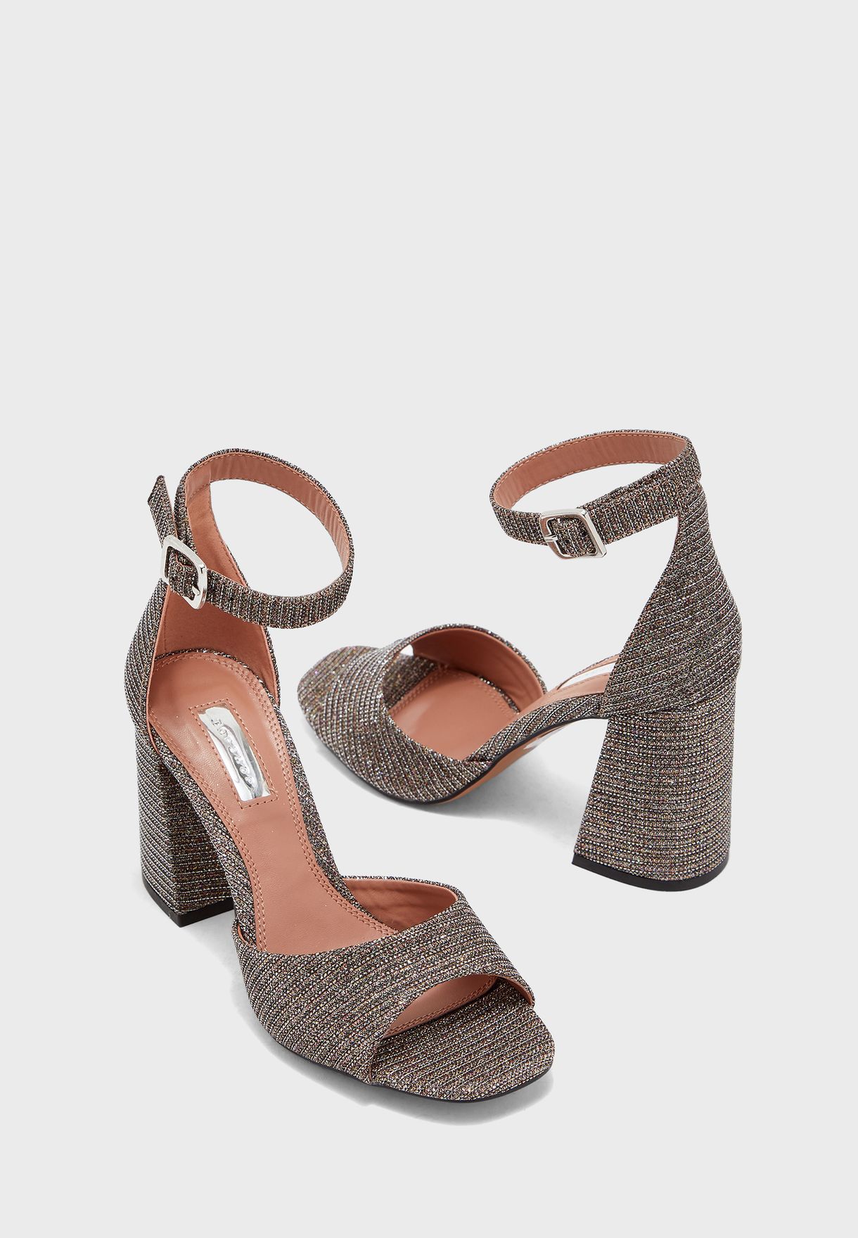 glitter block heels