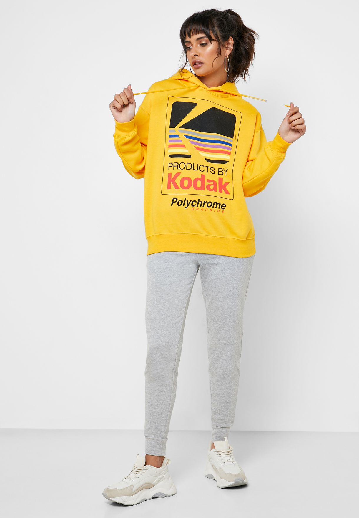 Shop Forever 21 yellow Kodak  Graphic  Hoodie 300259 for Women in UAE 20008AT93SSP