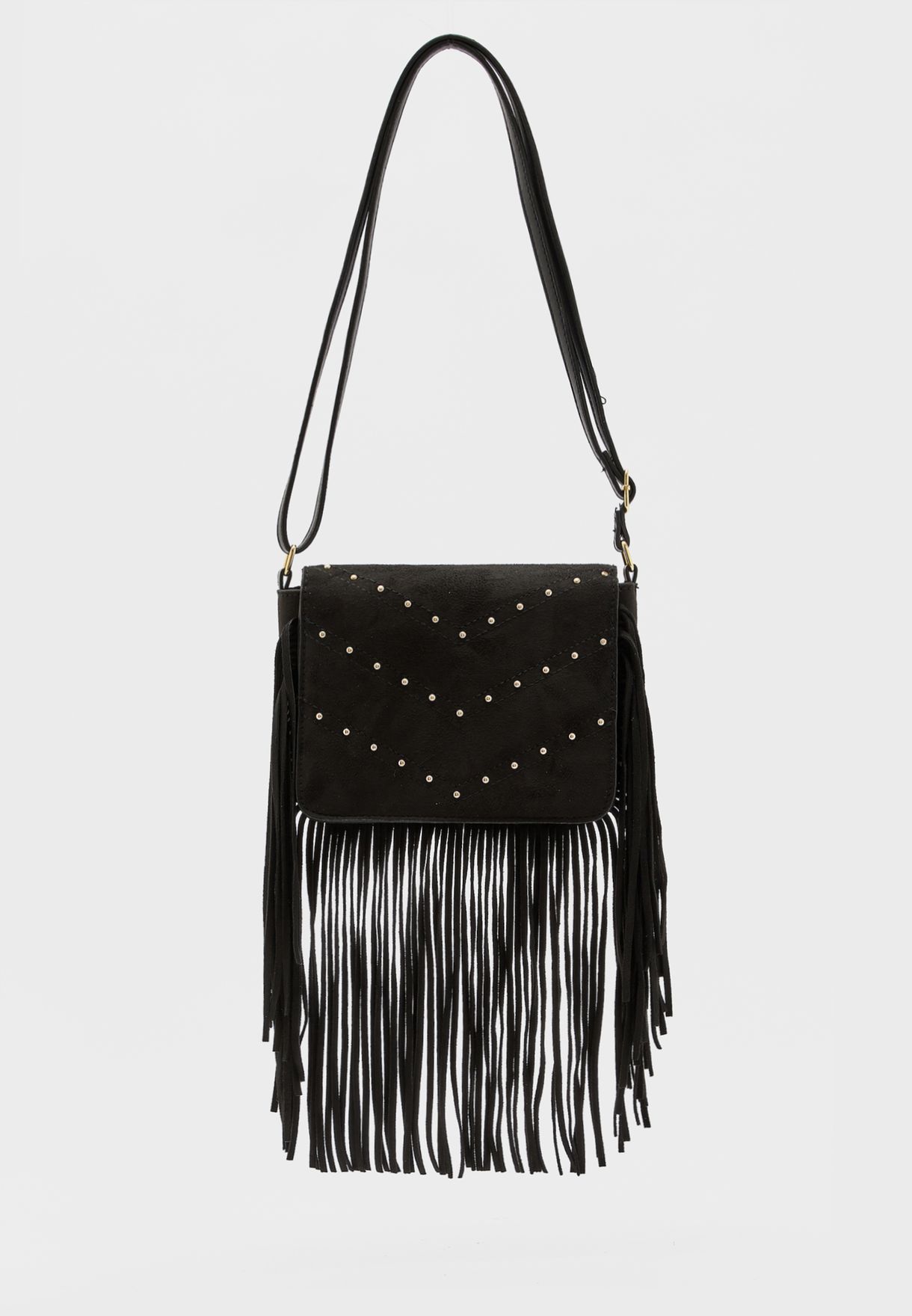 new look black tassel bag