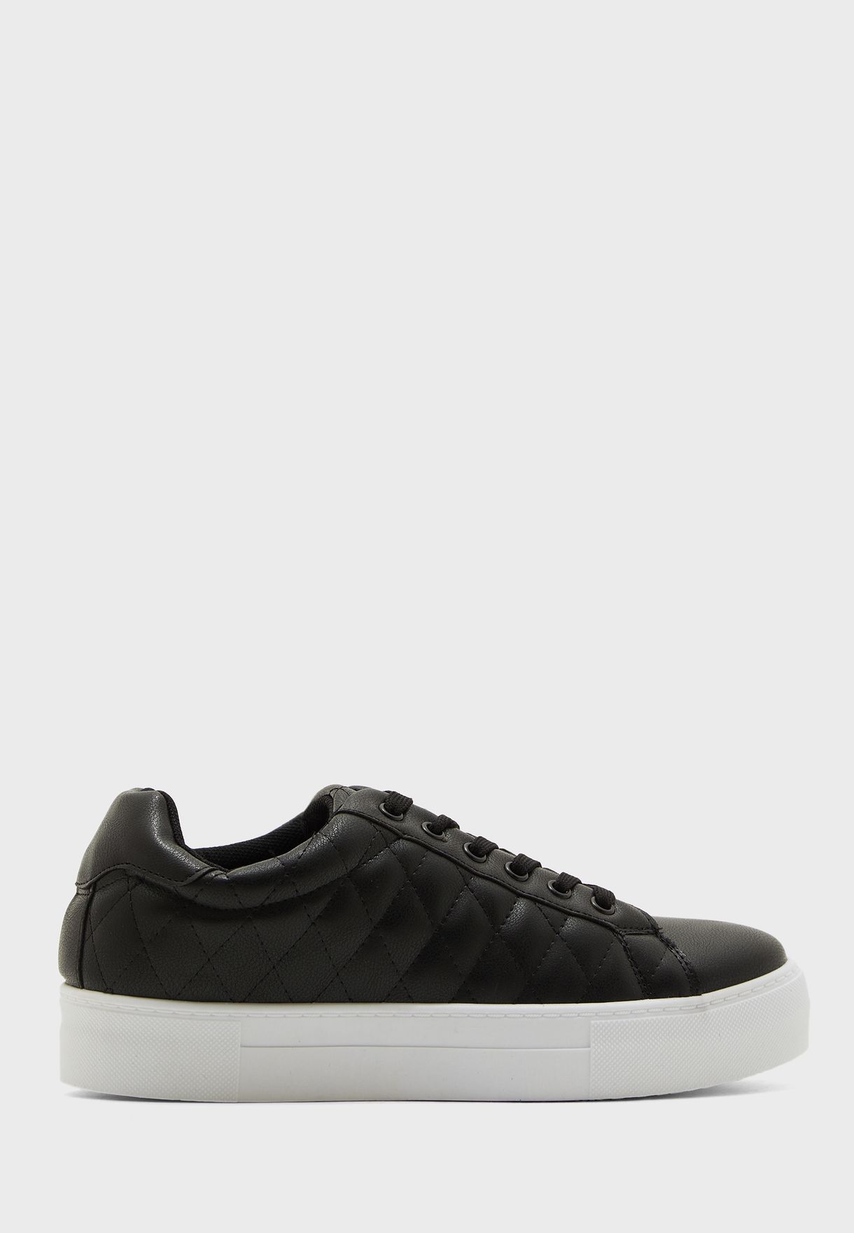 black leather quilted sneakers