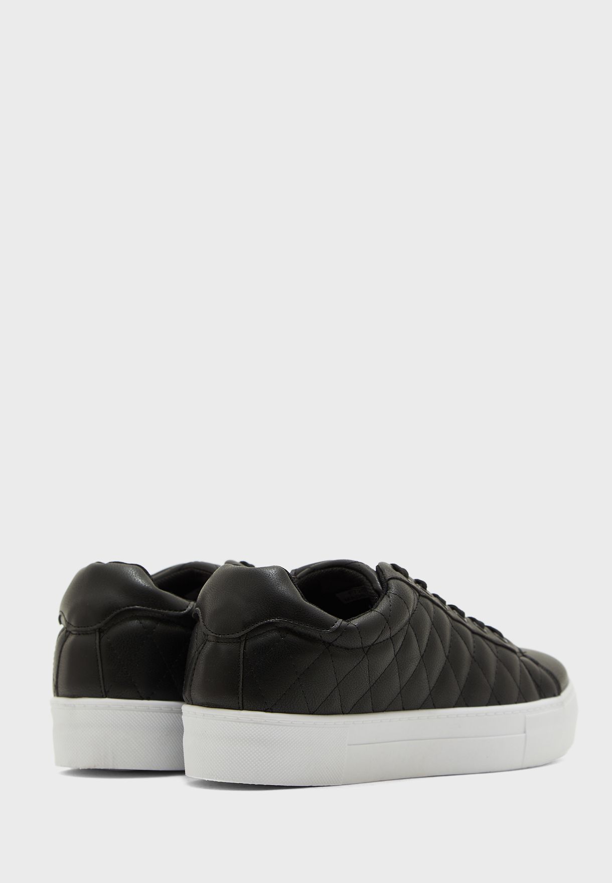 black leather quilted sneakers