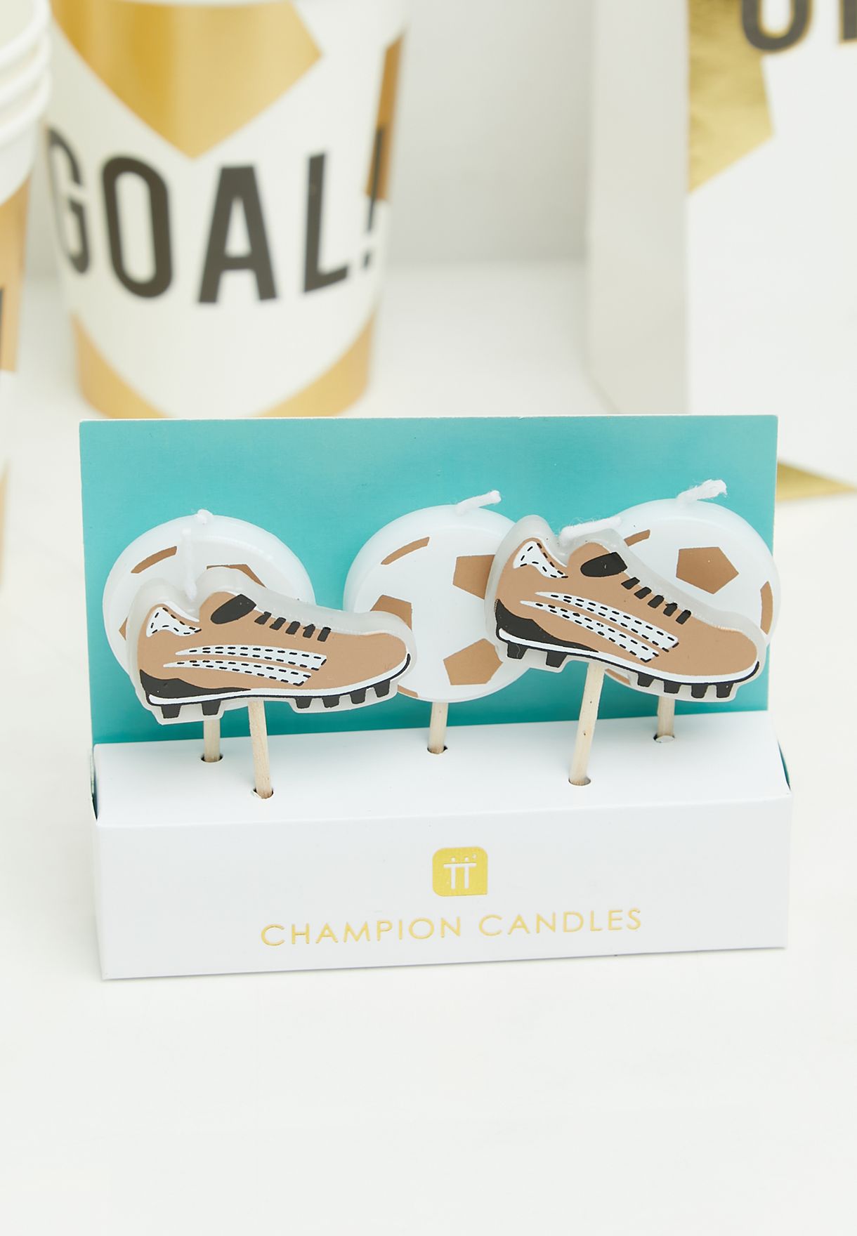 Set Of 5 Party Champions Shaped Candles