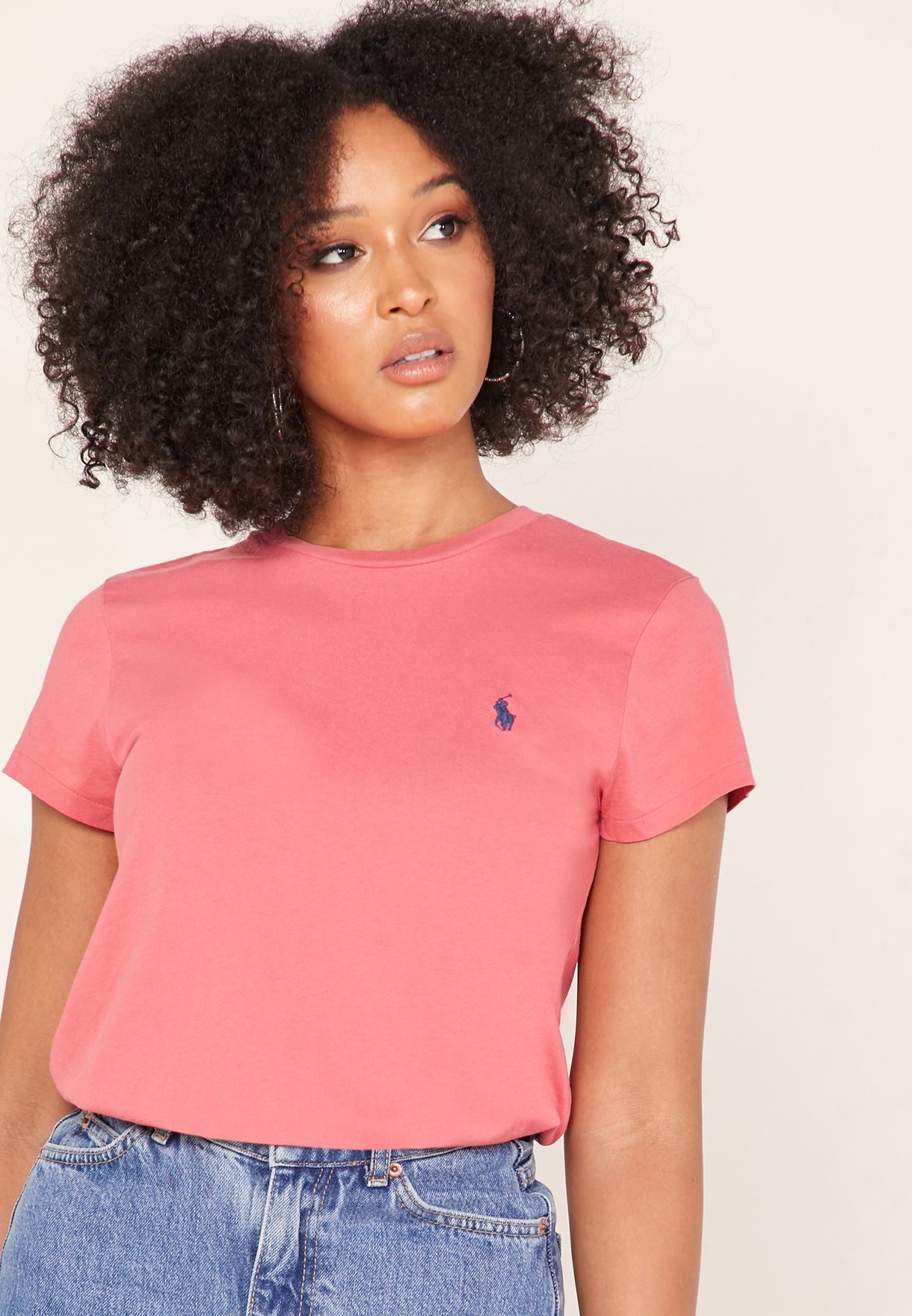 Buy Polo Ralph Lauren pink Logo Crew Neck T-Shirt for Women in Dubai, Abu  Dhabi