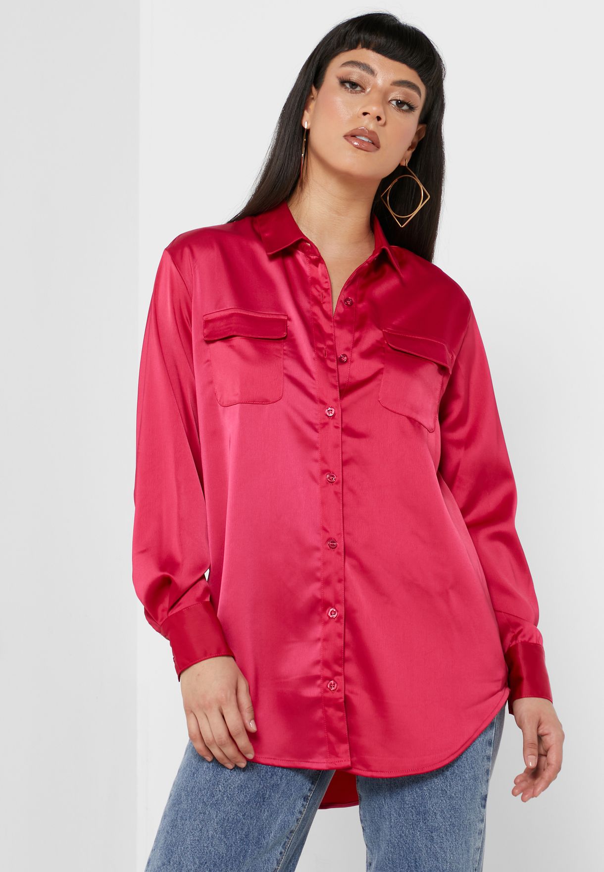 Buy Miss Pap pink Oversized Pocket Detail Shirt for Women in MENA ...