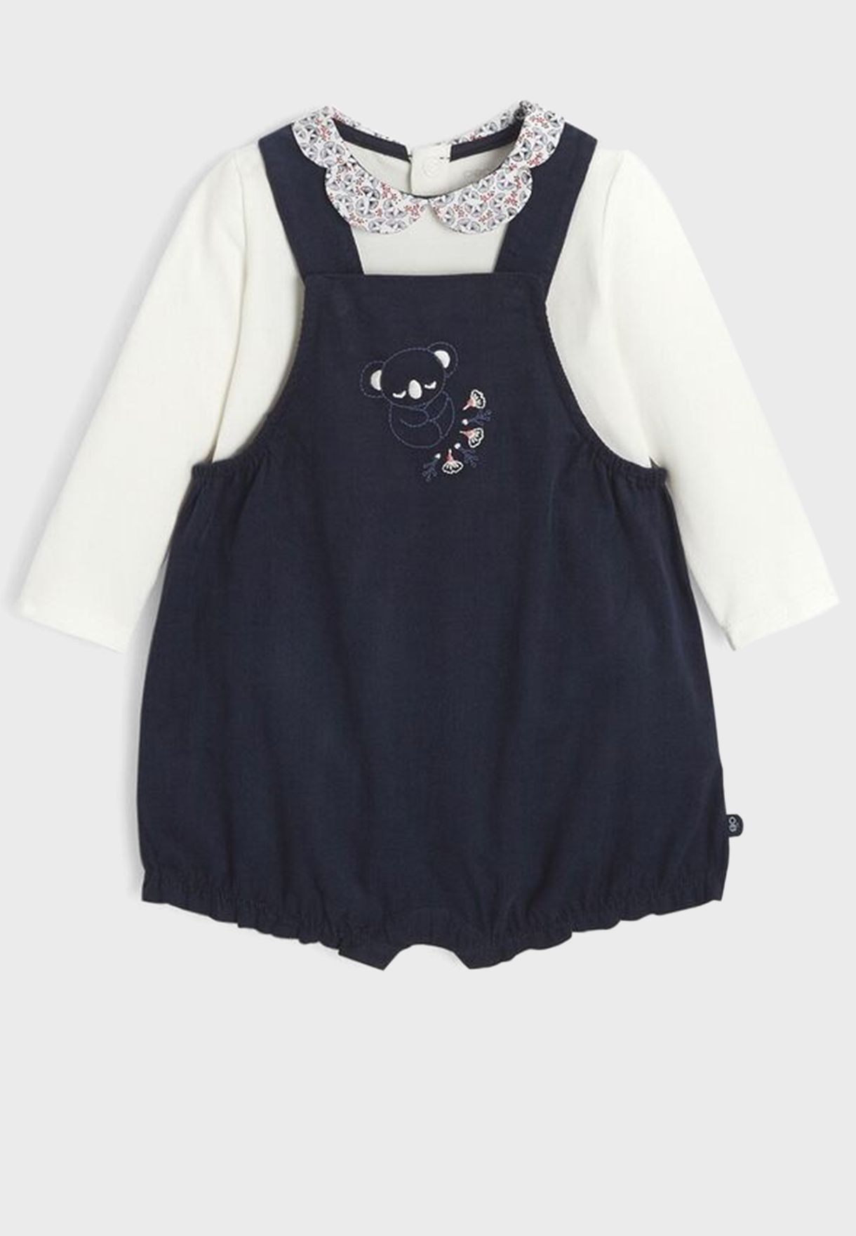 Infant Printed Collar Bodysuit & Dungaree Set
