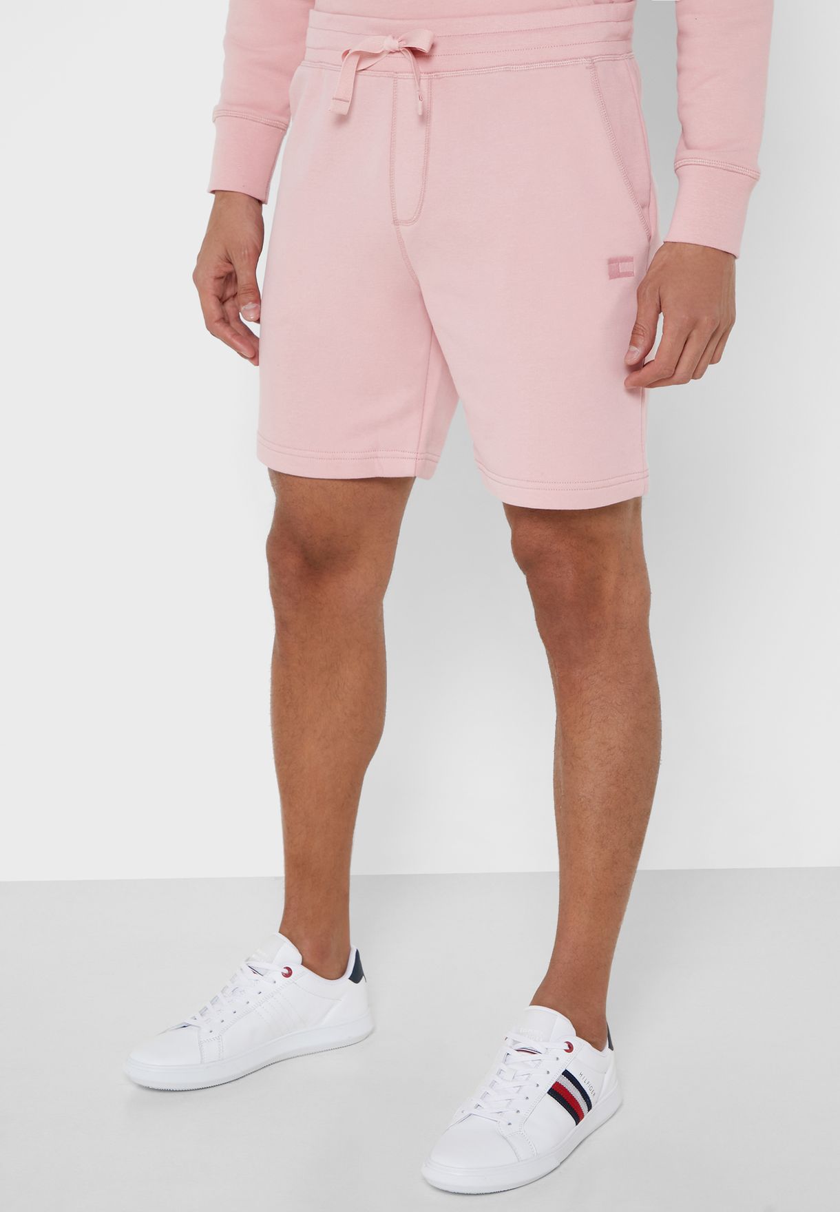 mens pink drawstring shorts
