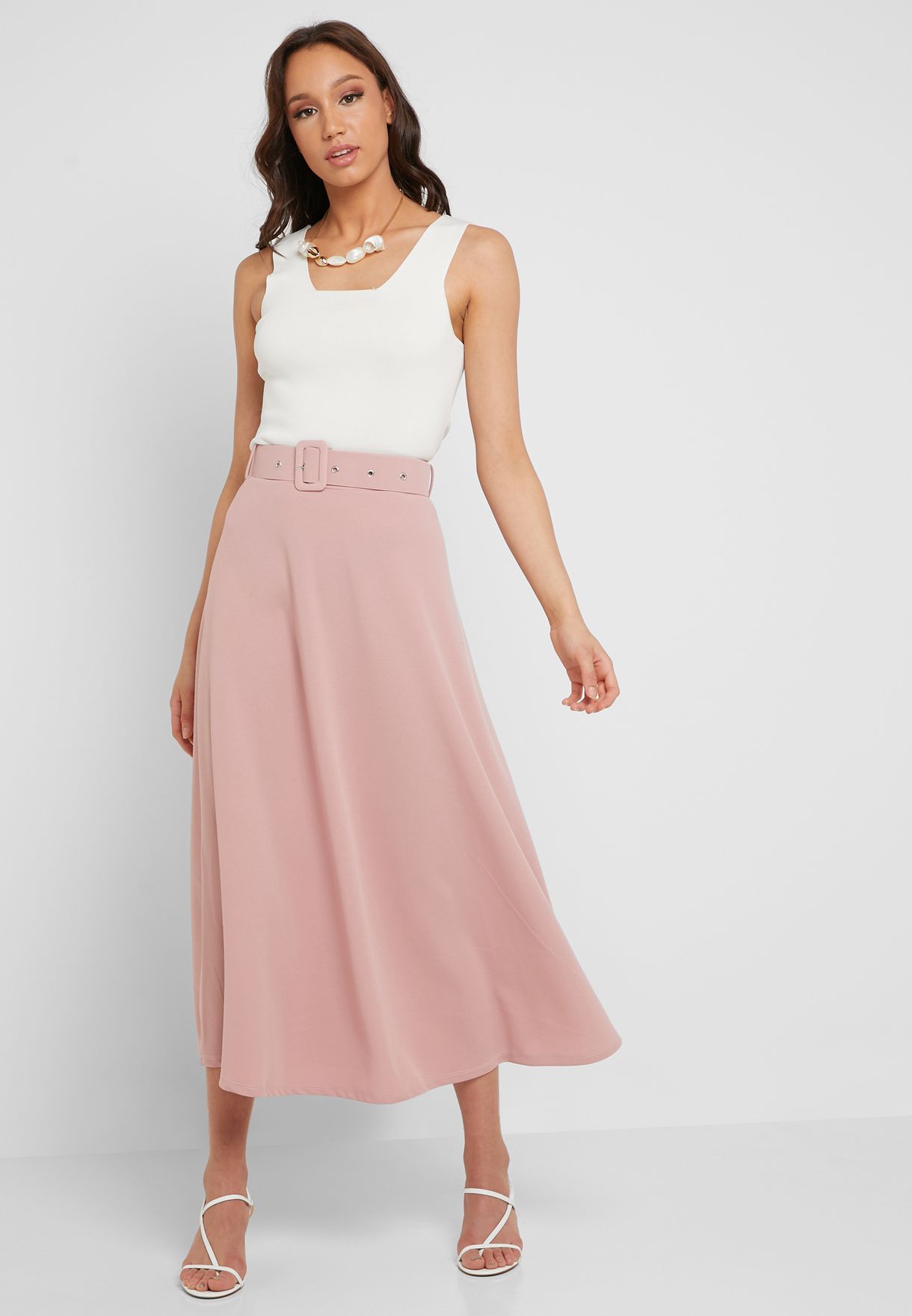 belted maxi skirt