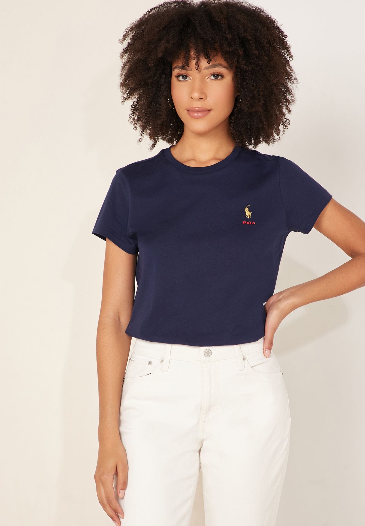 Buy Polo Ralph Lauren navy Crew Neck T-Shirt for Women in Muscat, Salalah