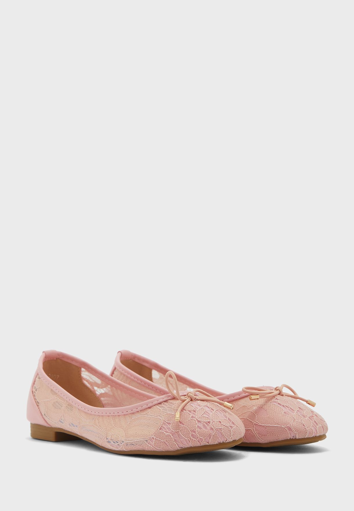 Lace Ballet Flat Shoe Pink 